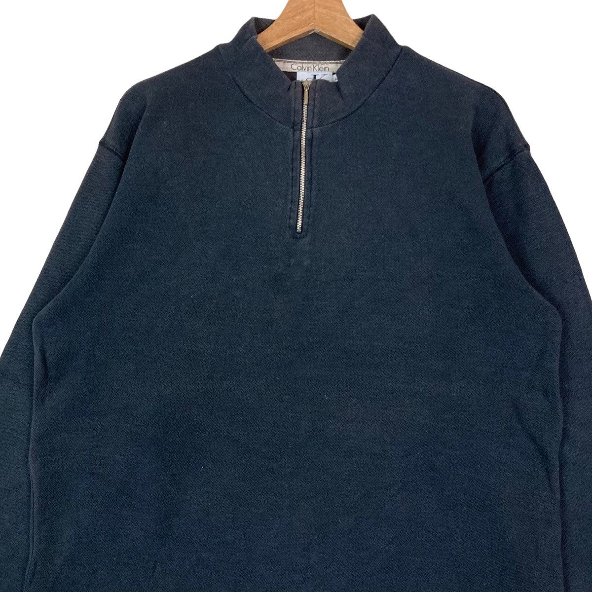 Calvin Klein Vintage Calvin Klein Quarter Zip Plain Pullover Jumper Size US M / EU 48-50 / 2 - 2 Thumbnail