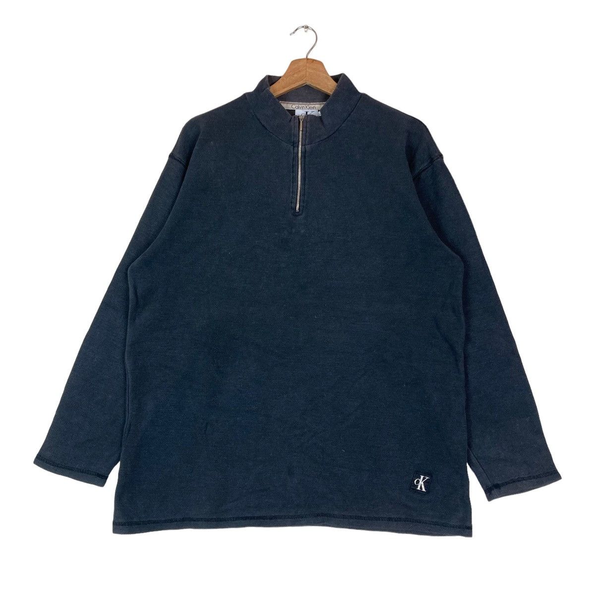 Calvin Klein Vintage Calvin Klein Quarter Zip Plain Pullover Jumper Size US M / EU 48-50 / 2 - 1 Thumbnail