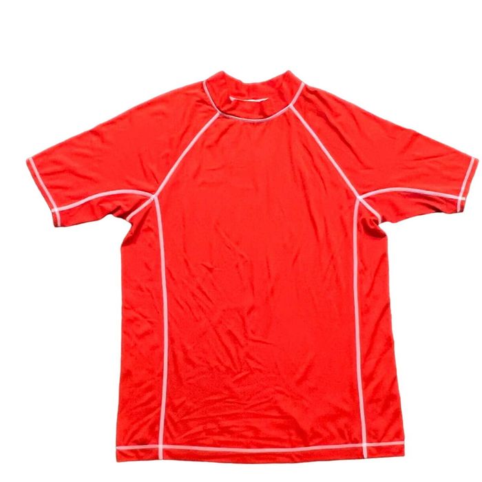 Lands End Lands' End Red Rash Guard Swim Shirt High Collar Mens Large