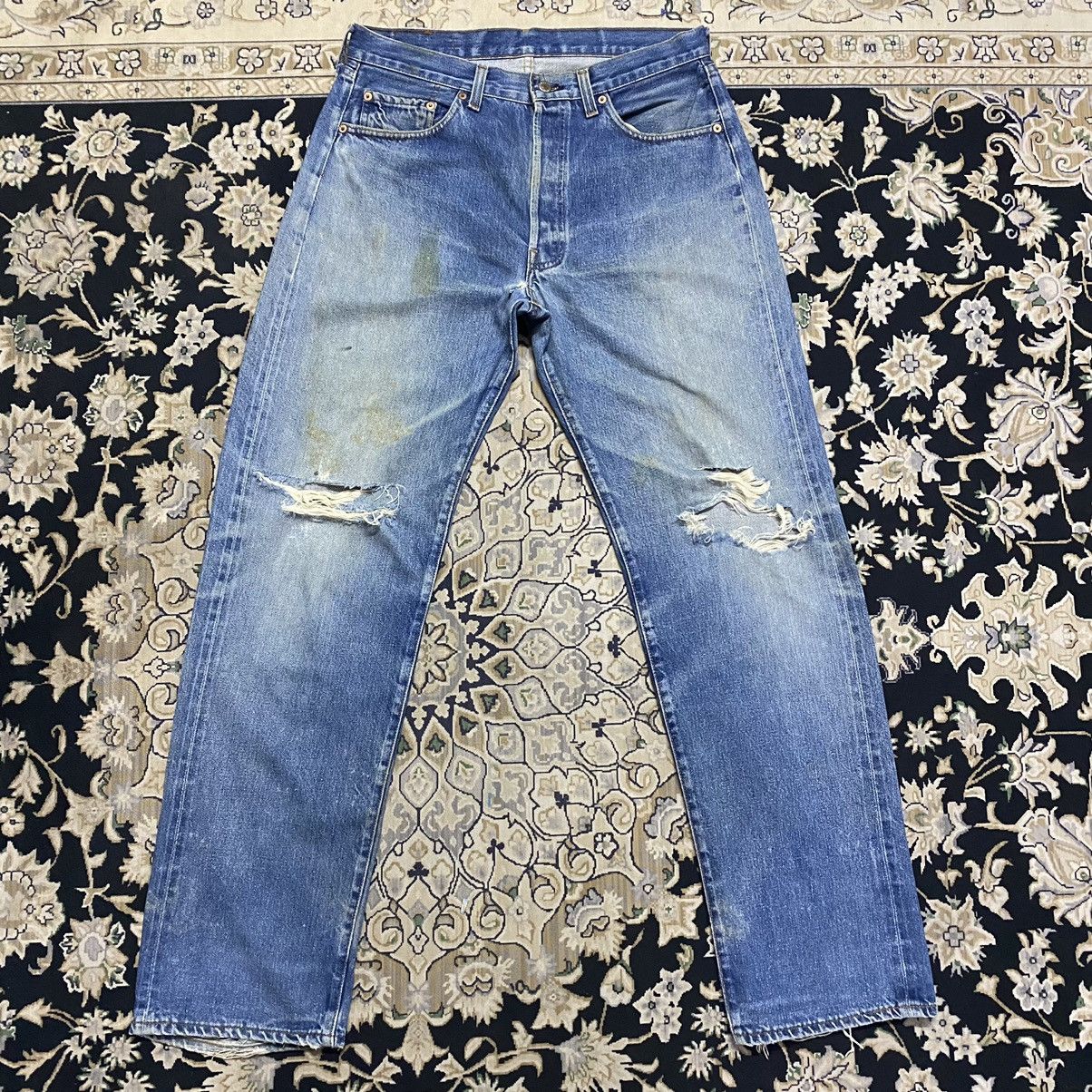 Levi's Vintage 90s Levis 501 Big E Redline Jeans Distressed Size US 33 - 3 Thumbnail