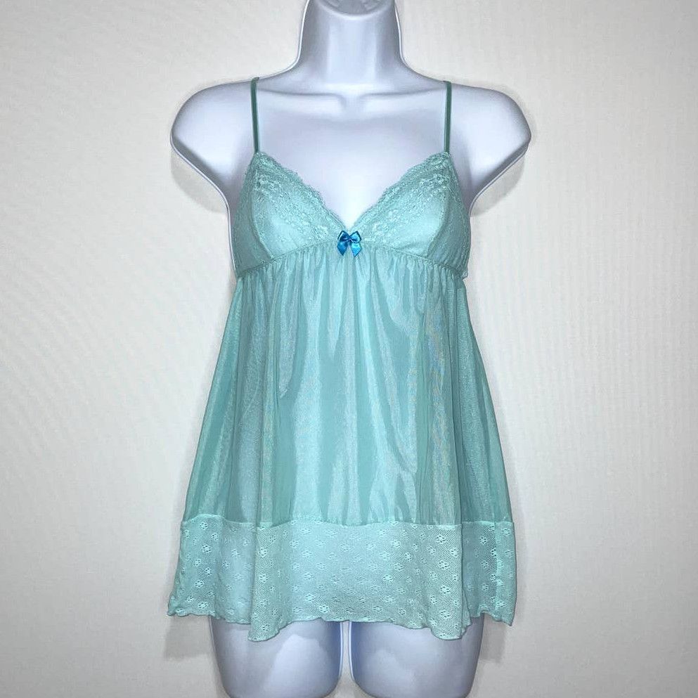 Victoria's Secret Victoria's Secret Angels Teal Sheer Lace Teddy Chemise XS