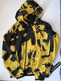 Off-White c/o Virgil Abloh Yellow Graffiti Hooded Jacket, Regular Xs / Yellow