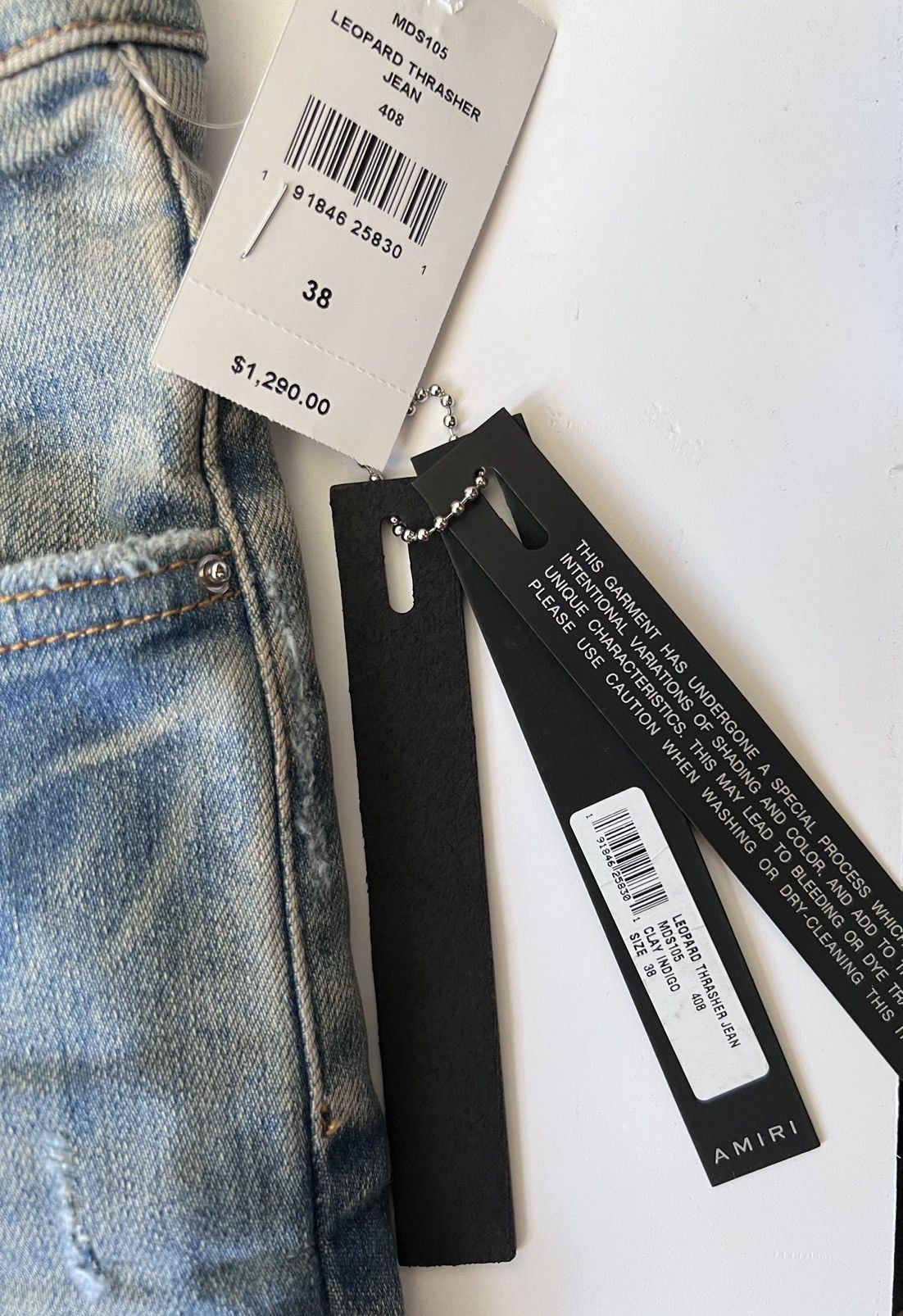 Amiri AMIRI LEOPARD THRASHER JEANS BLUE SIZE 38 Size US 38 / EU 54 - 2 Thumbnail