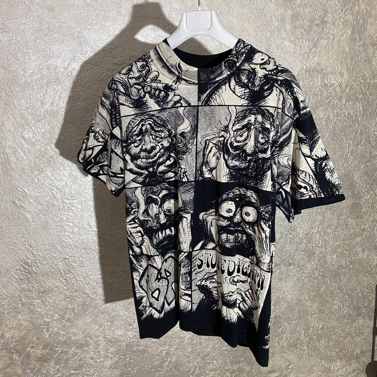 image of Art Very R Crumb Stoned Again VTG 1990S T Shirt Tee Y2K L in Black, Men's (Size Large)