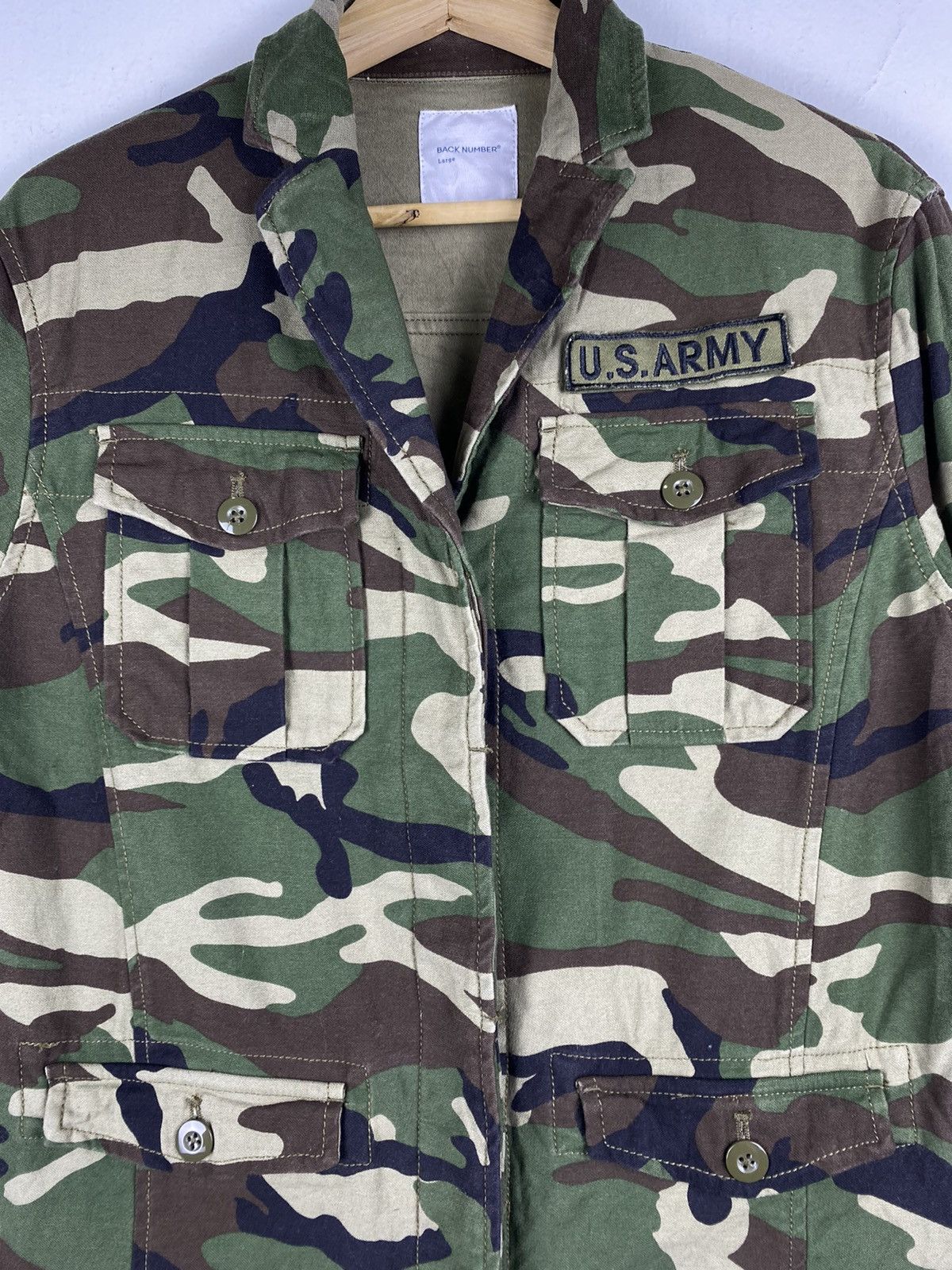 Japanese Brand GONE 🔥 Vintage Back Number Military U.S Army Camo Jacket Size US L / EU 52-54 / 3 - 3 Thumbnail