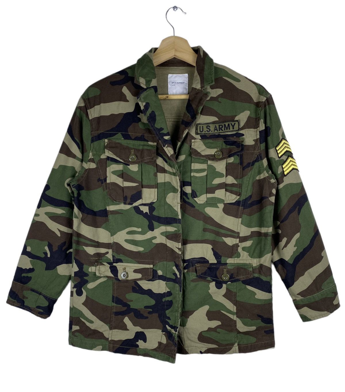 image of Gone Vintage Back Number Military U.s Army Camo Jacket, Men's (Size Large)
