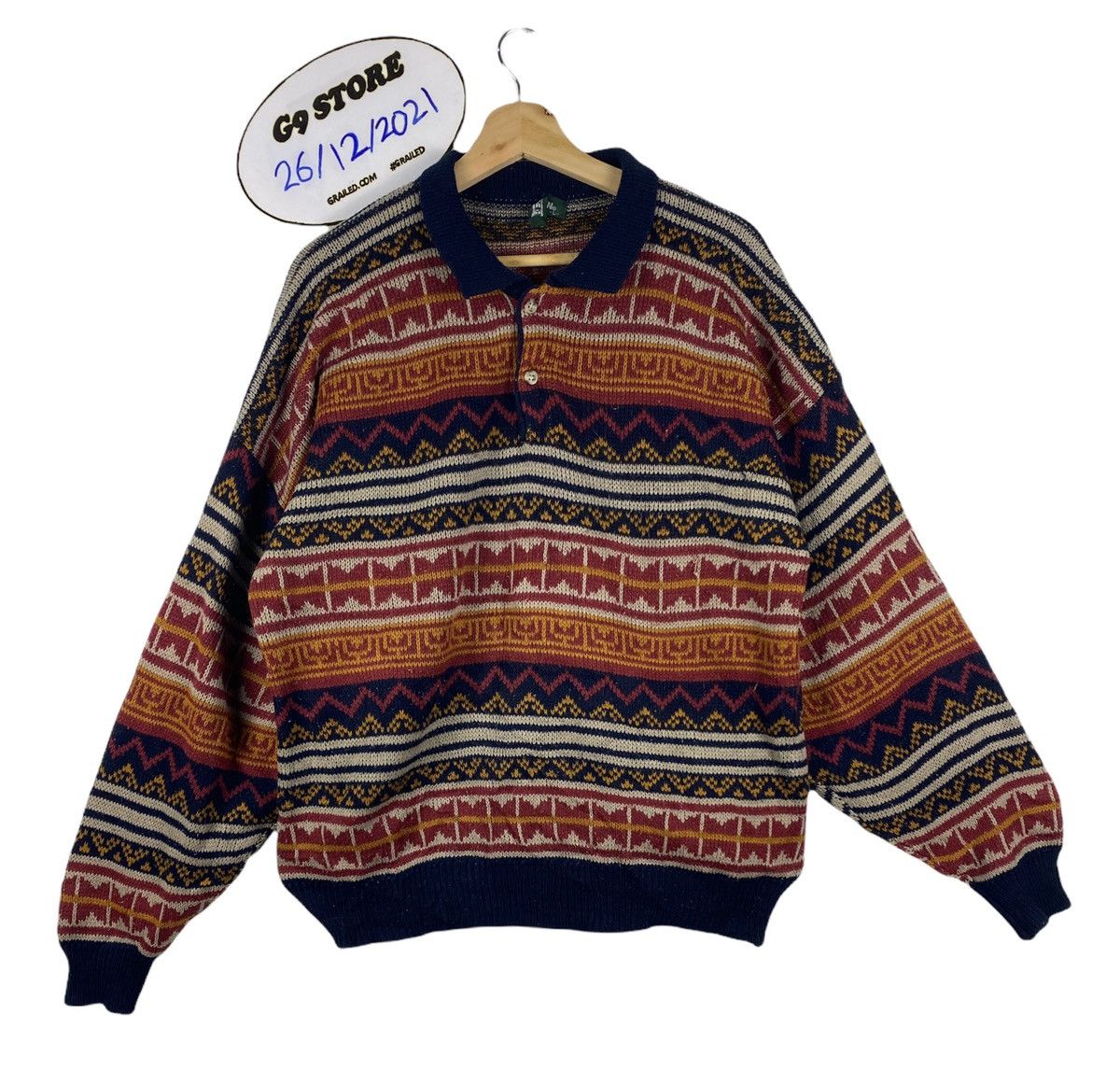Japanese Brand STEAL 🔥 Vintage Navajo x Native Knit Sweater By Presen Size US L / EU 52-54 / 3 - 1 Thumbnail