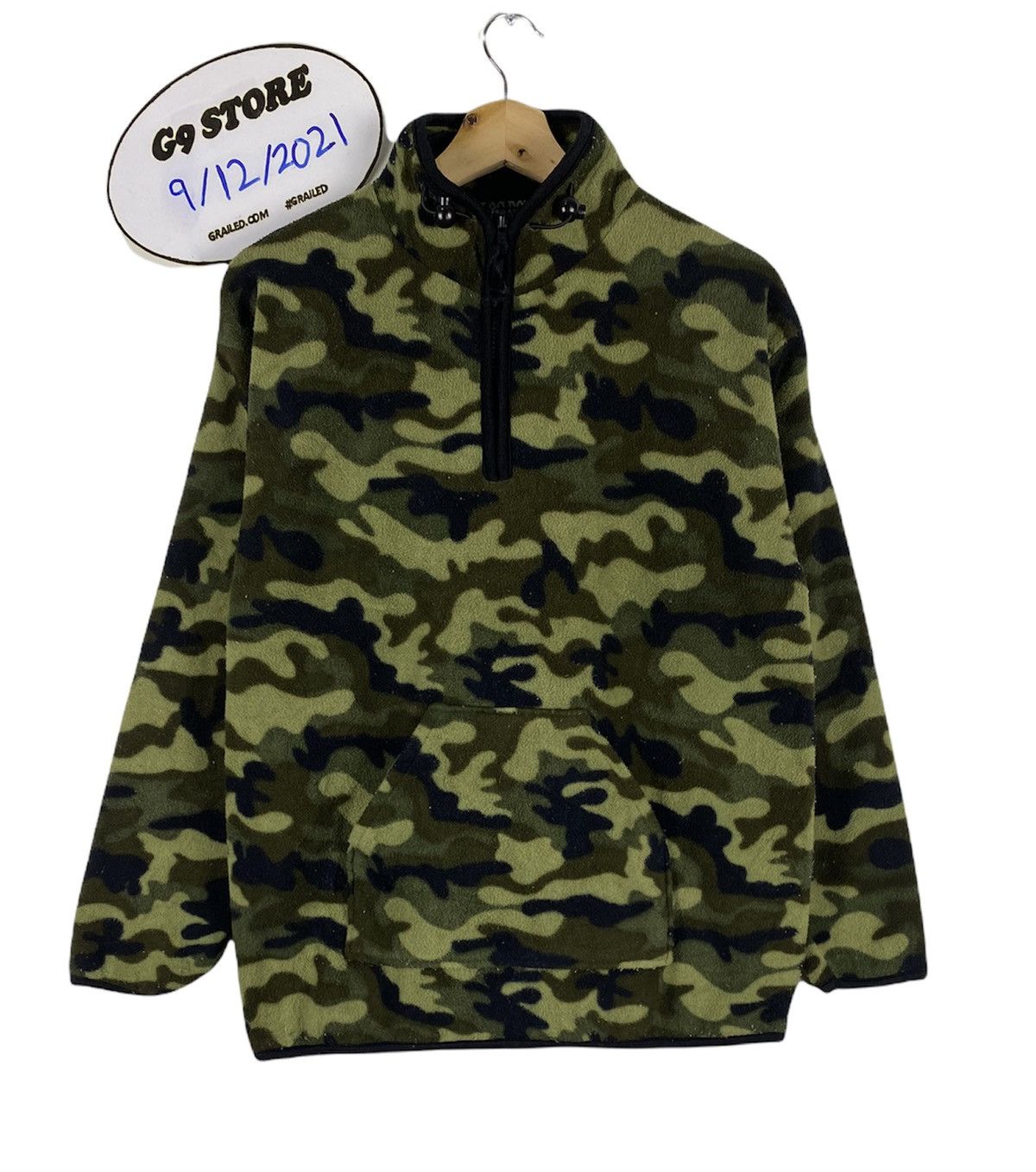 image of Camo x Vintage Steal Vintage Army Fleece 1/3 Zipper Sweatshirt, Men's (Size Large)
