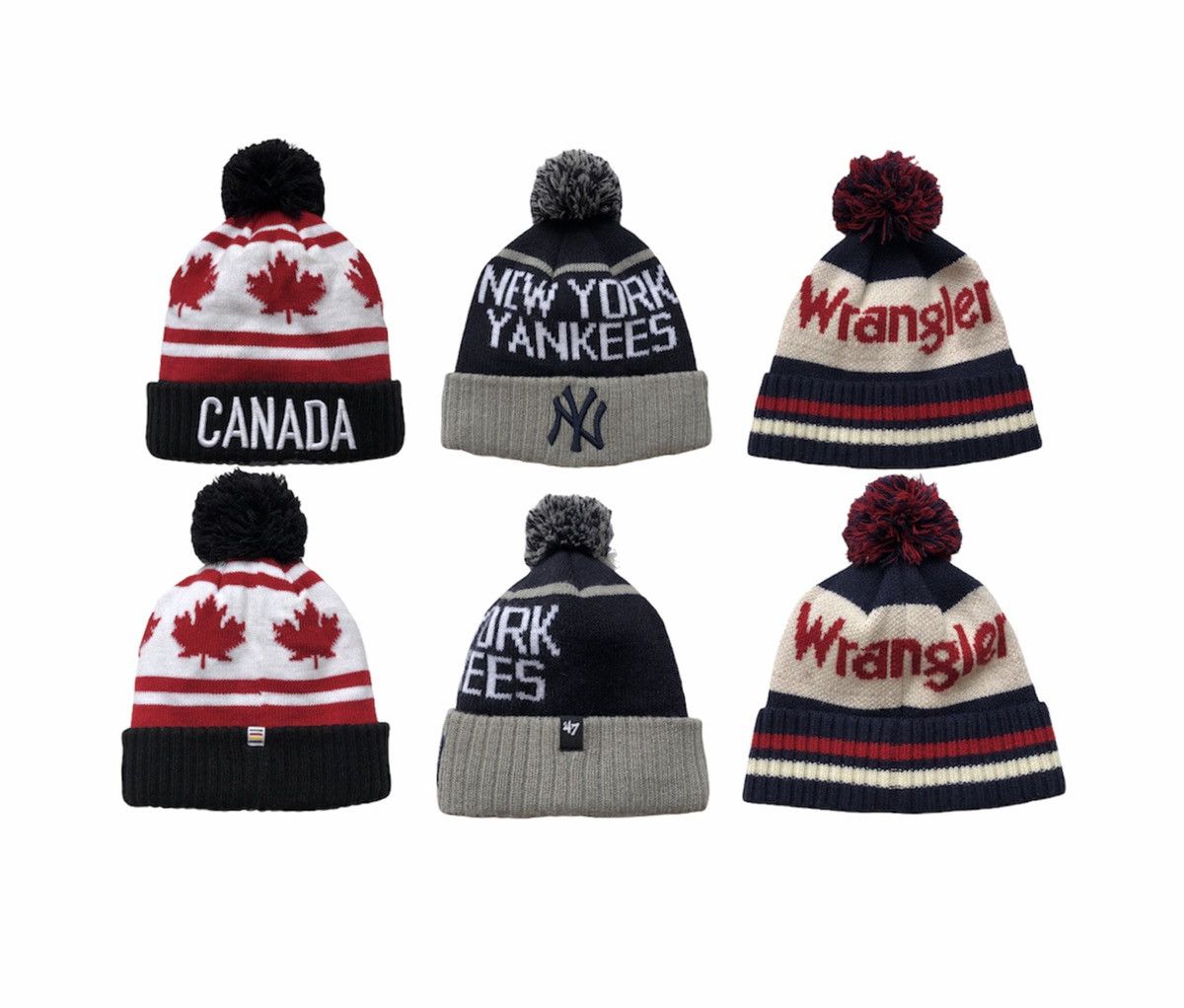 3 Lot WranglerNY Yankees 47Brand & Olympics Canada Beanie