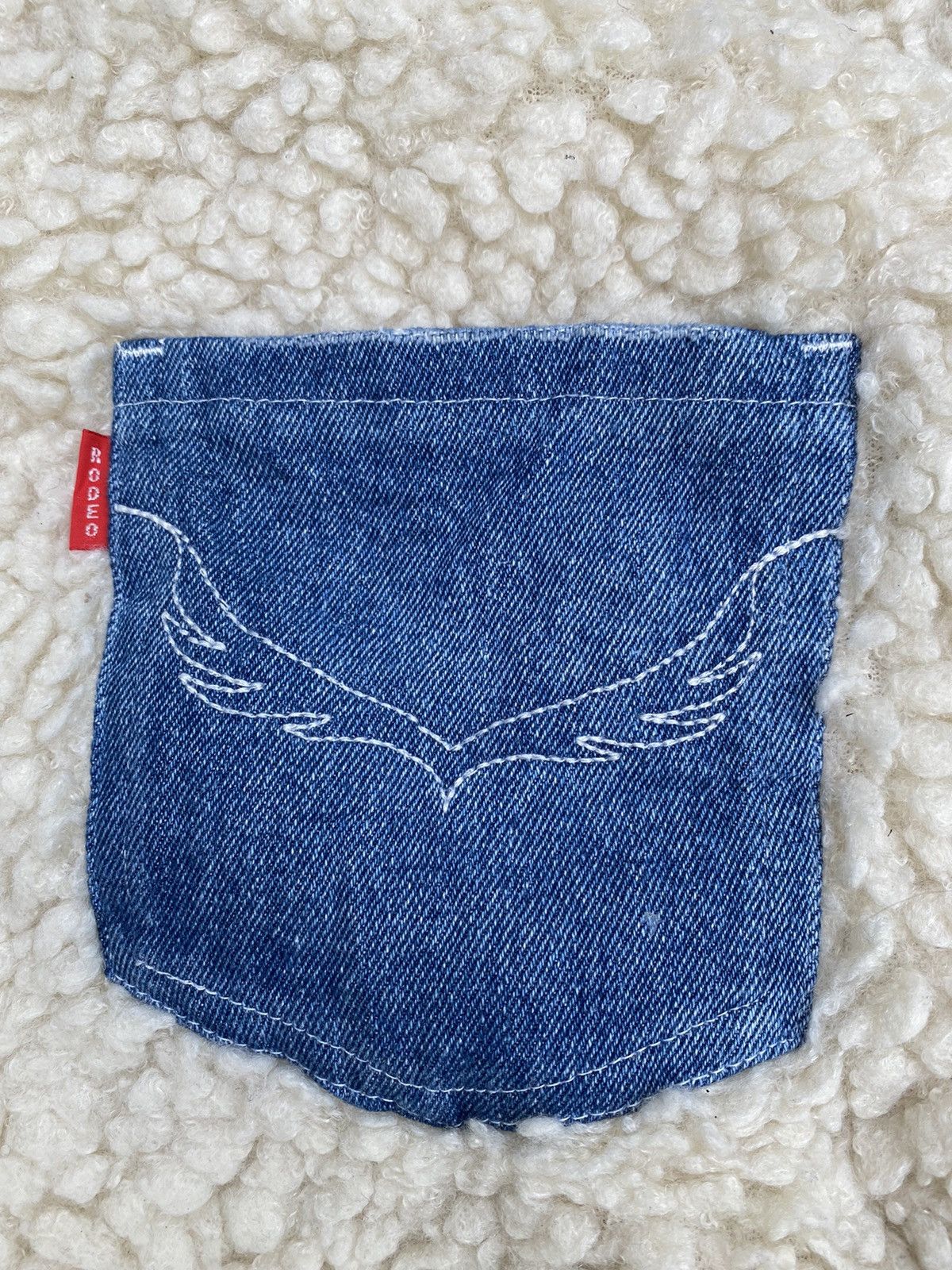 Japanese Brand Vintage Rodeo Crowns Denim Pocket Sherpa Fleece Sweatshirt Size ONE SIZE - 2 Thumbnail