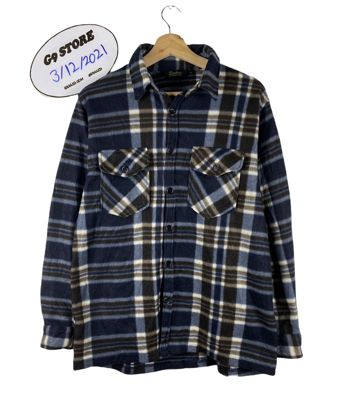 Flannel STEAL🔥Vintage Checkered Fleece Button Up Flannel By Zauber Size US L / EU 52-54 / 3 - 1 Thumbnail