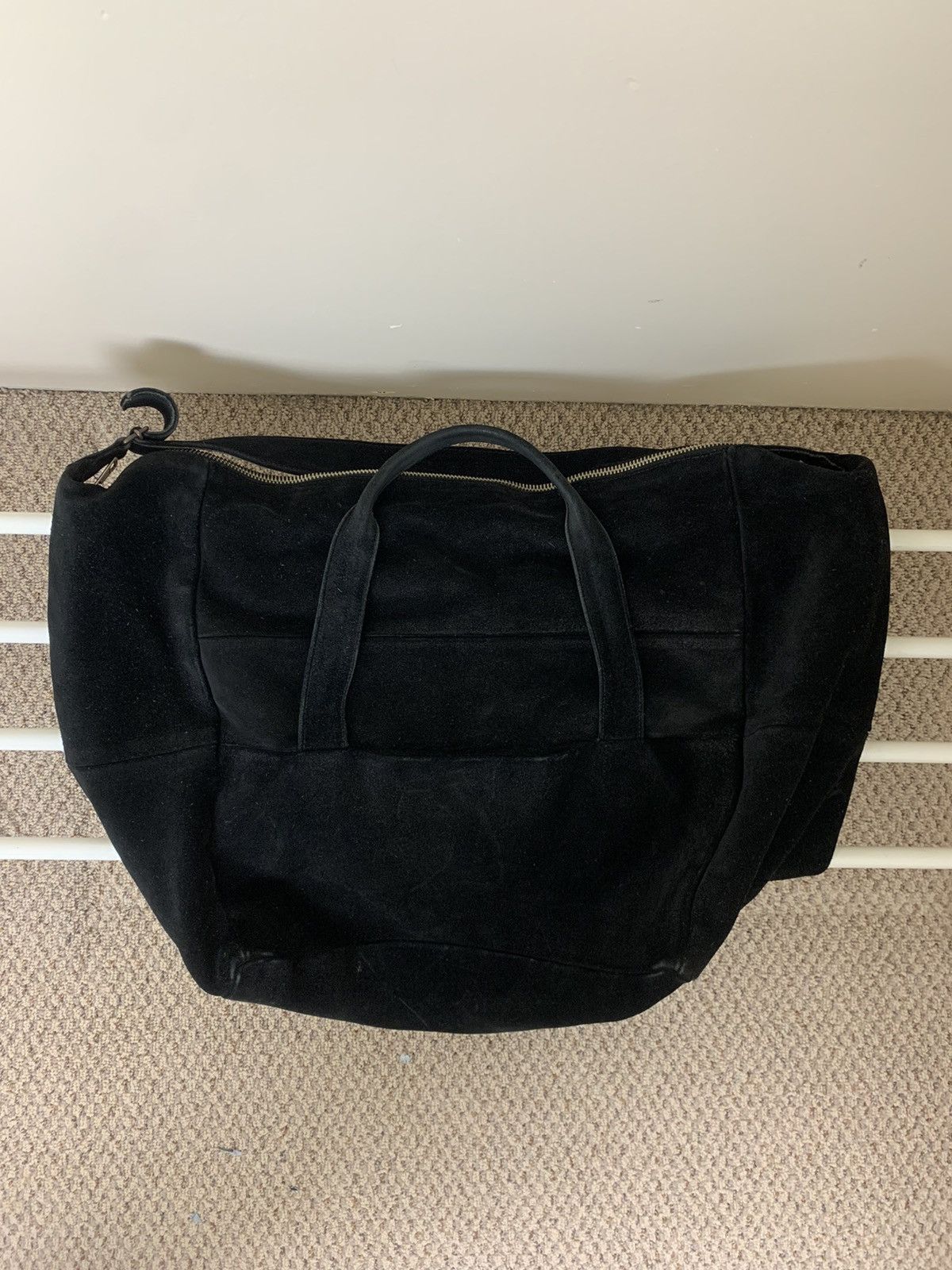 Ann Demeulemeester Black Suede Large Duffle Bag