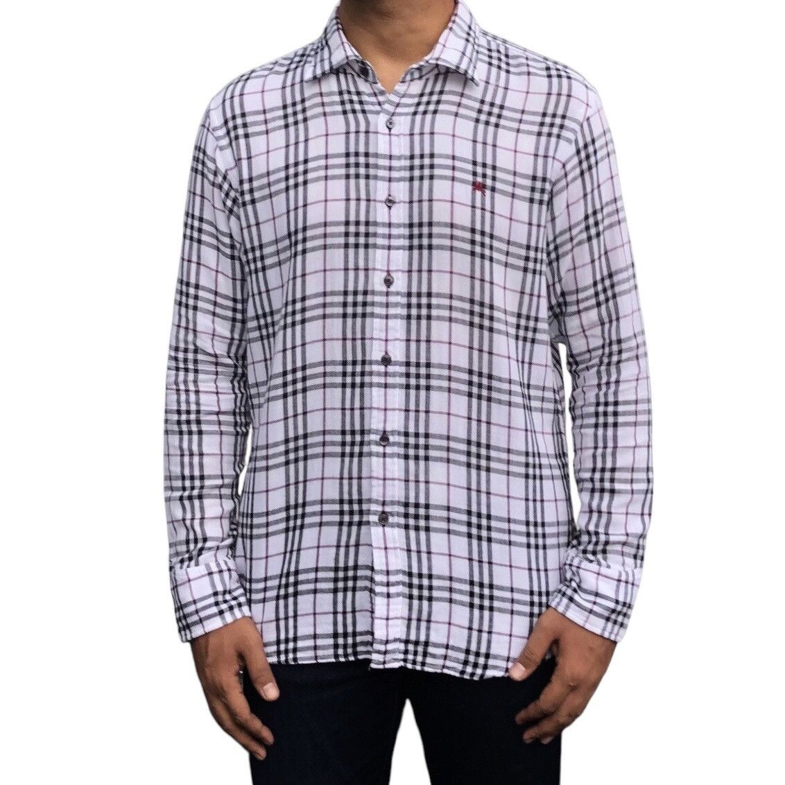 Burberry Burberry Black Label Checked Embroidered Logo Long Sleeves Size US M / EU 48-50 / 2 - 2 Thumbnail