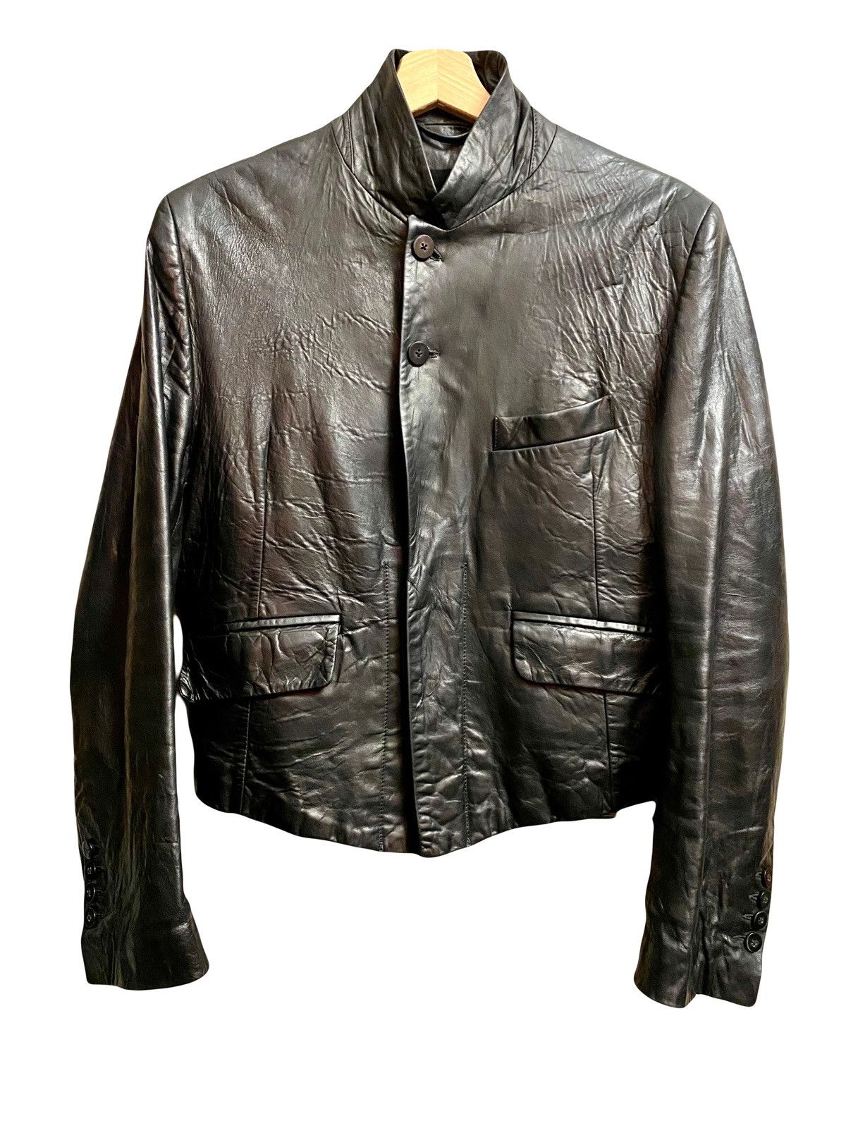 image of Runway Cropped Leather Jacket Ann Demeulemeester Fw 2015 M in Black, Men's (Size Medium)