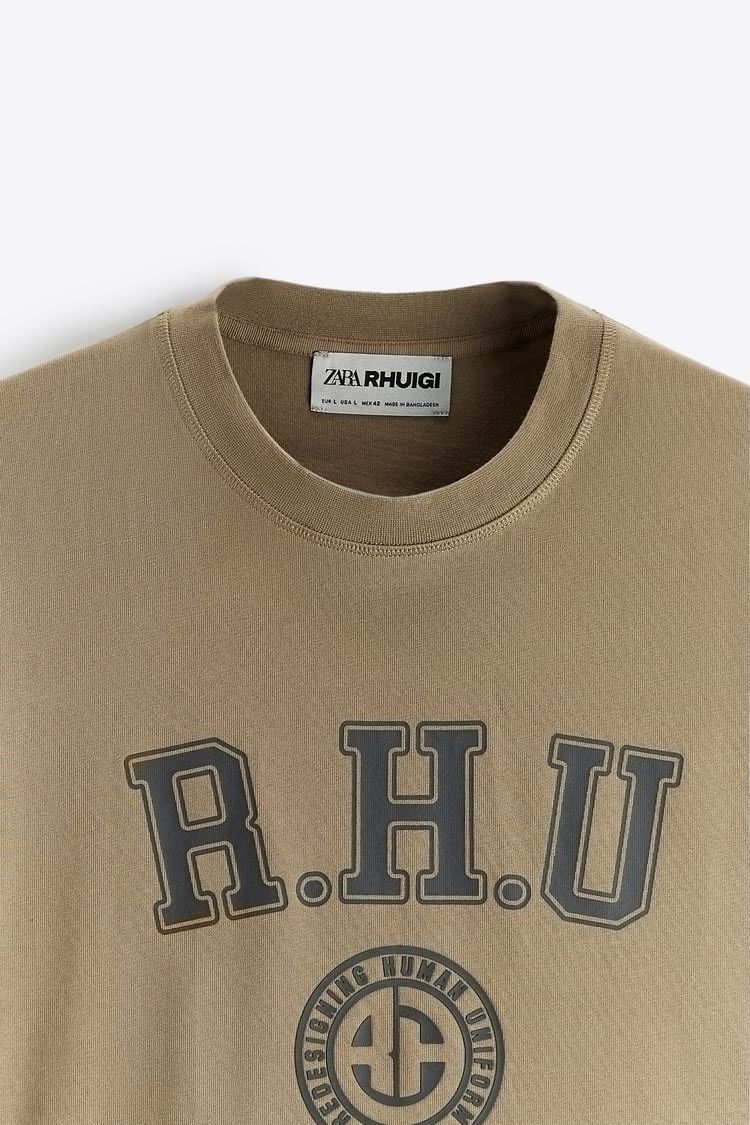 Rhude × Zara RHUDE x Zara NEW T-Shirt taupe brown shirt logo Size US L / EU 52-54 / 3 - 19 Thumbnail