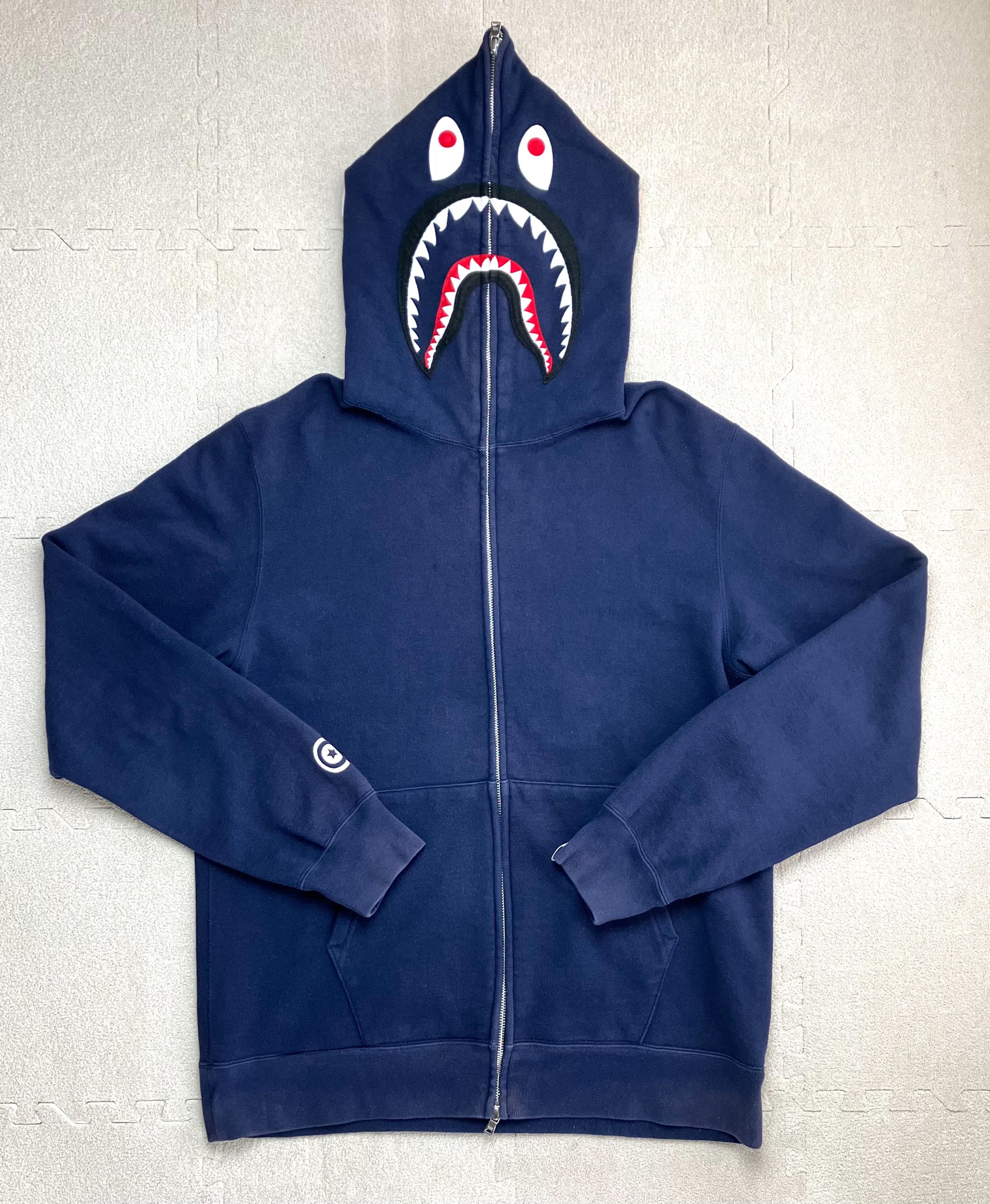 Bape Bape Navy Shark WGM Full Zip Hoodie Size 2XL From Japan | Grailed