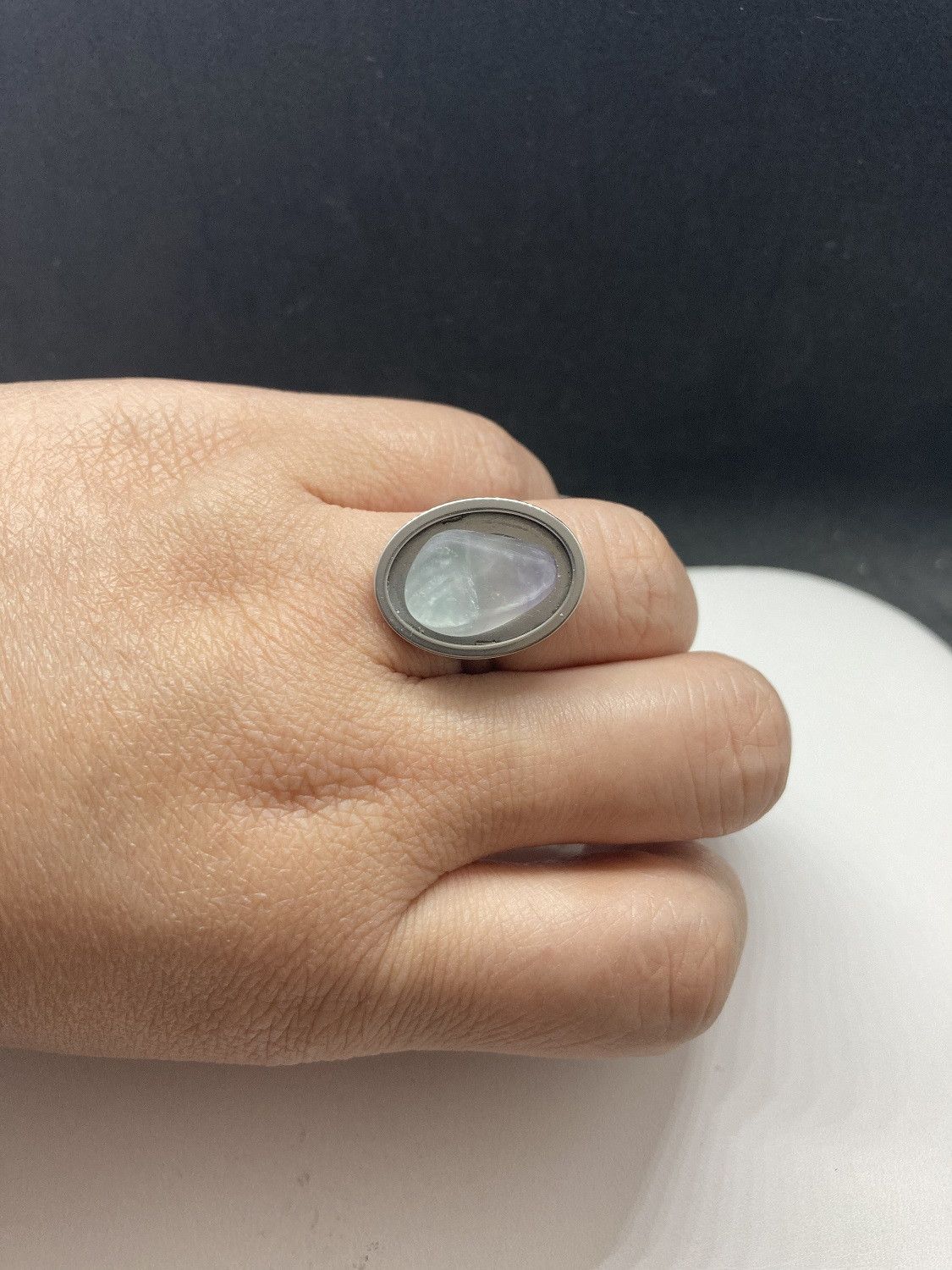 Handmade Rainbow quartz stainless steel ring - size 8 Size ONE SIZE - 3 Thumbnail