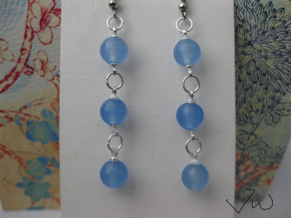 Handmade Blue Crystal Beads Stainless Steel Dangle Earrings Size ONE SIZE - 4 Thumbnail