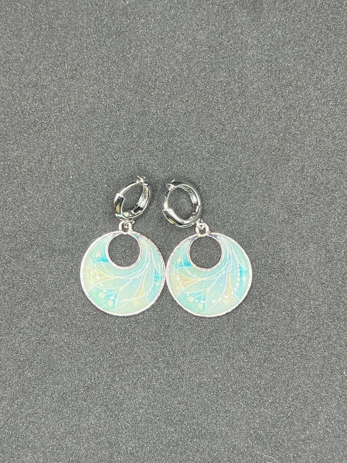 Jewelry Peacock Tail enamel painting hoop earrings Size ONE SIZE - 1 Thumbnail
