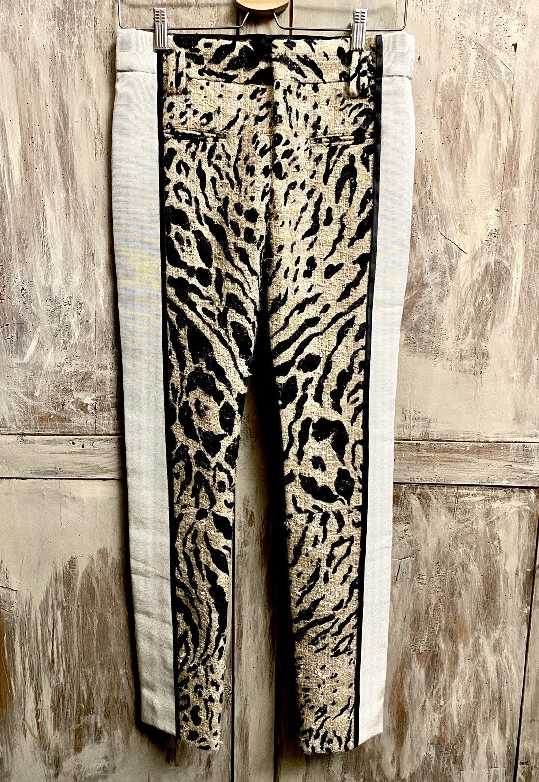 image of Haider Ackermann Panther Tweed & Black Leather Pants, Women's (Size 26)