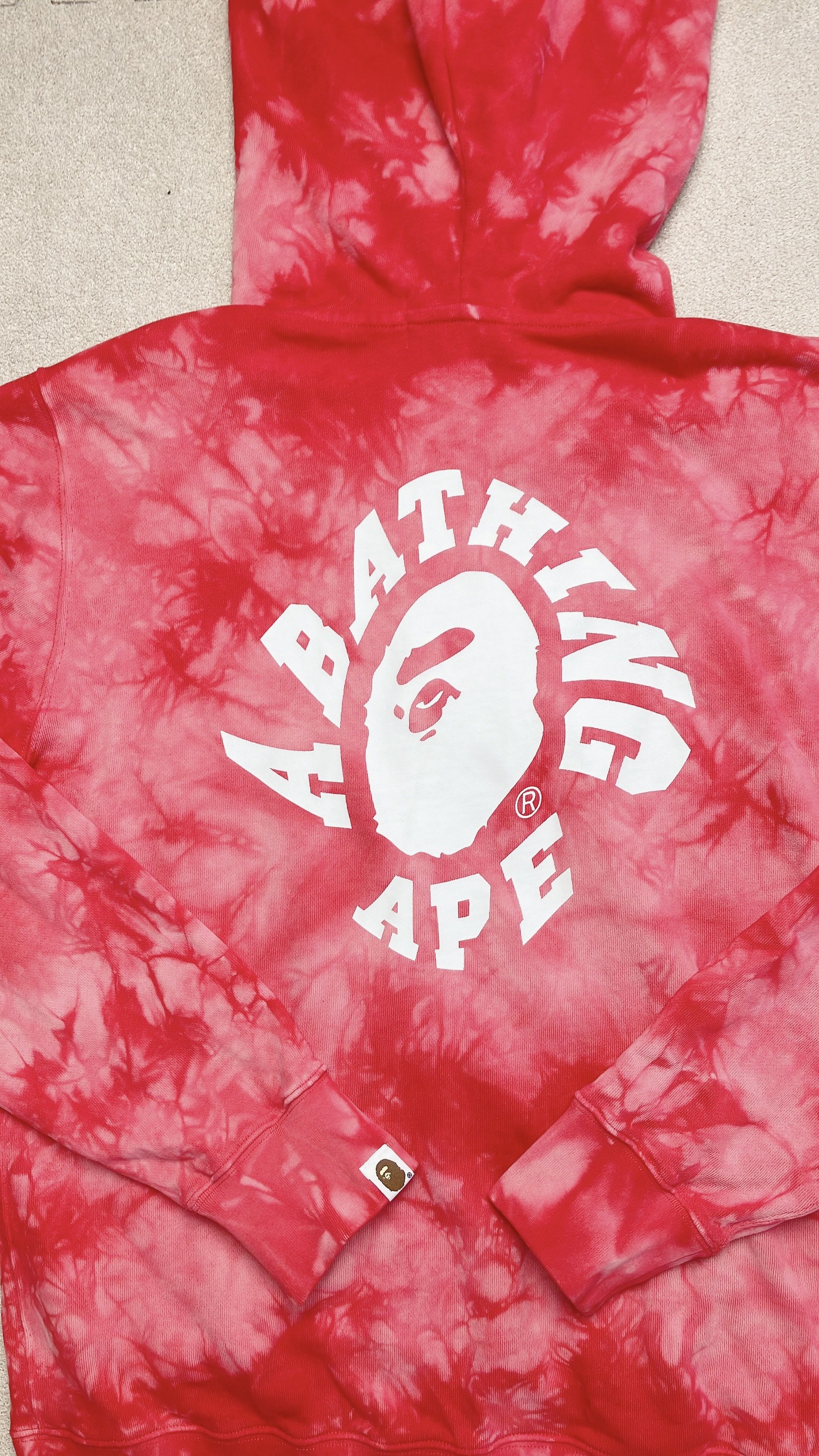 Bape Bape Pink tie dye College Logo Full Zip Hoodie White Size US M / EU 48-50 / 2 - 4 Thumbnail