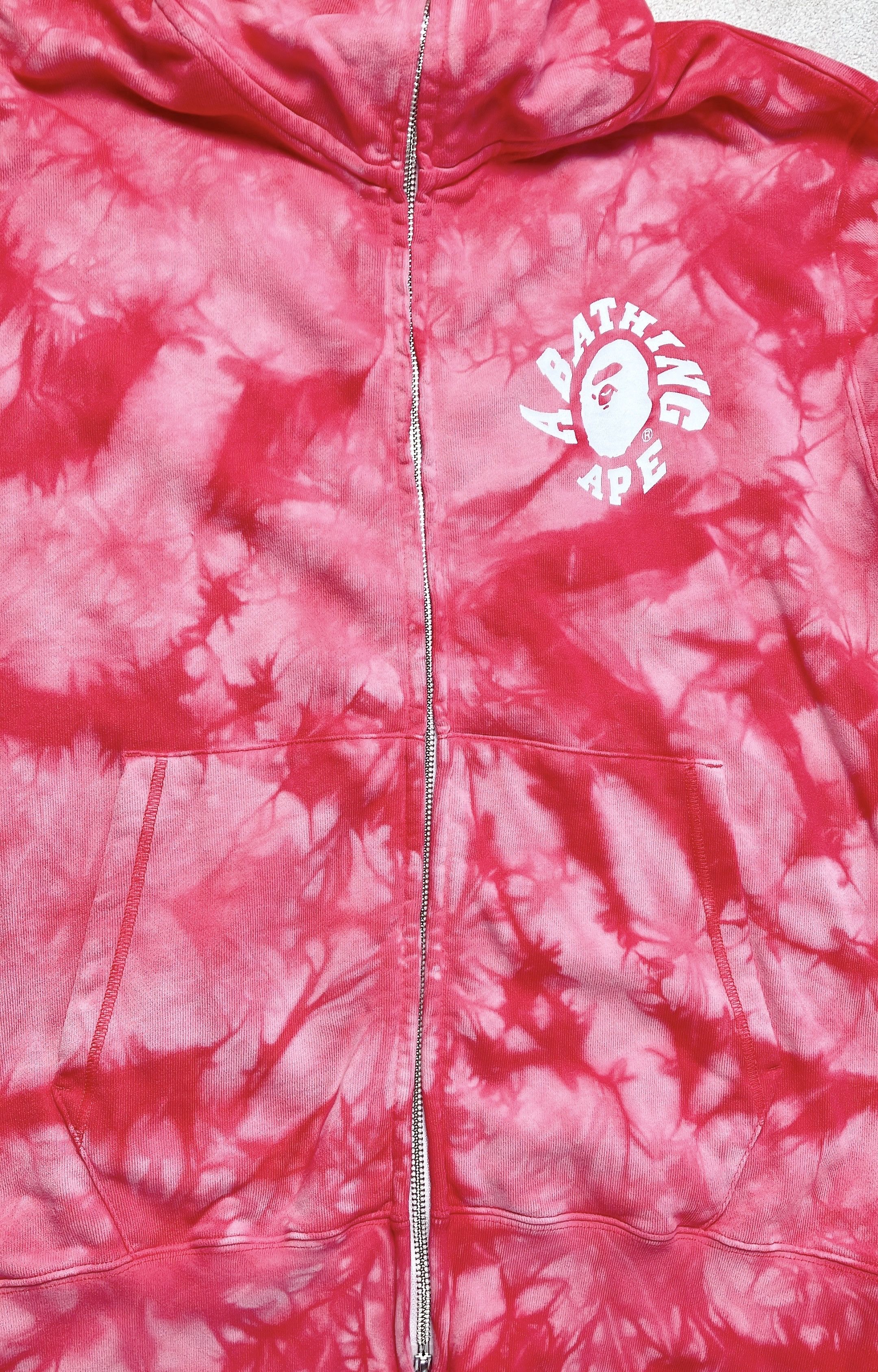 Bape Bape Pink tie dye College Logo Full Zip Hoodie White Size US M / EU 48-50 / 2 - 5 Thumbnail