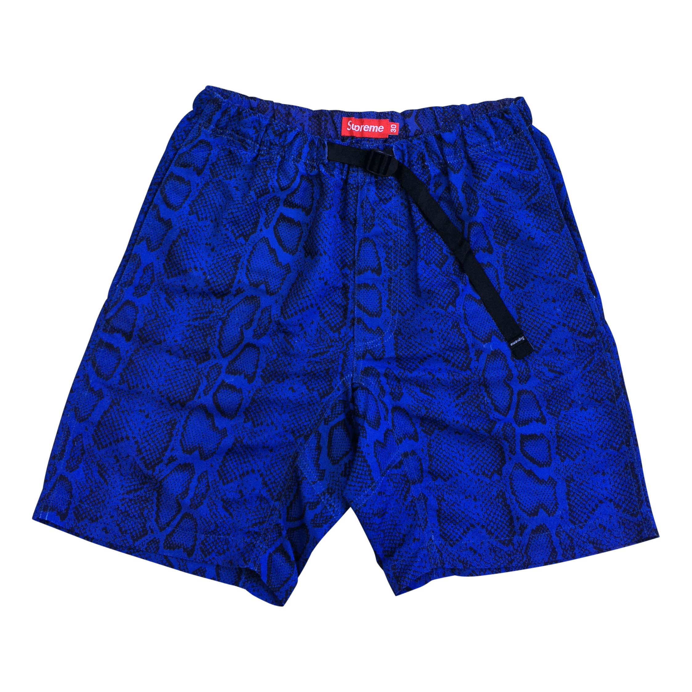 image of S/s 2012 Supreme Snakeskin Belted Shorts in Blue, Men's (Size 30)