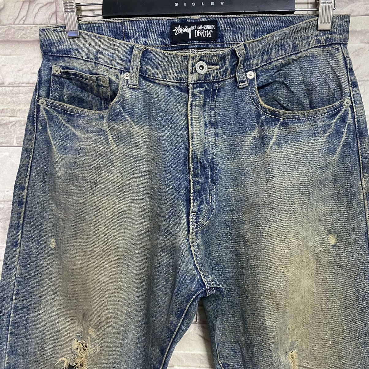 Stussy Vintage Stussy Thrashed Denim Jeans Pocket Logo Size US 32 / EU 48 - 4 Thumbnail