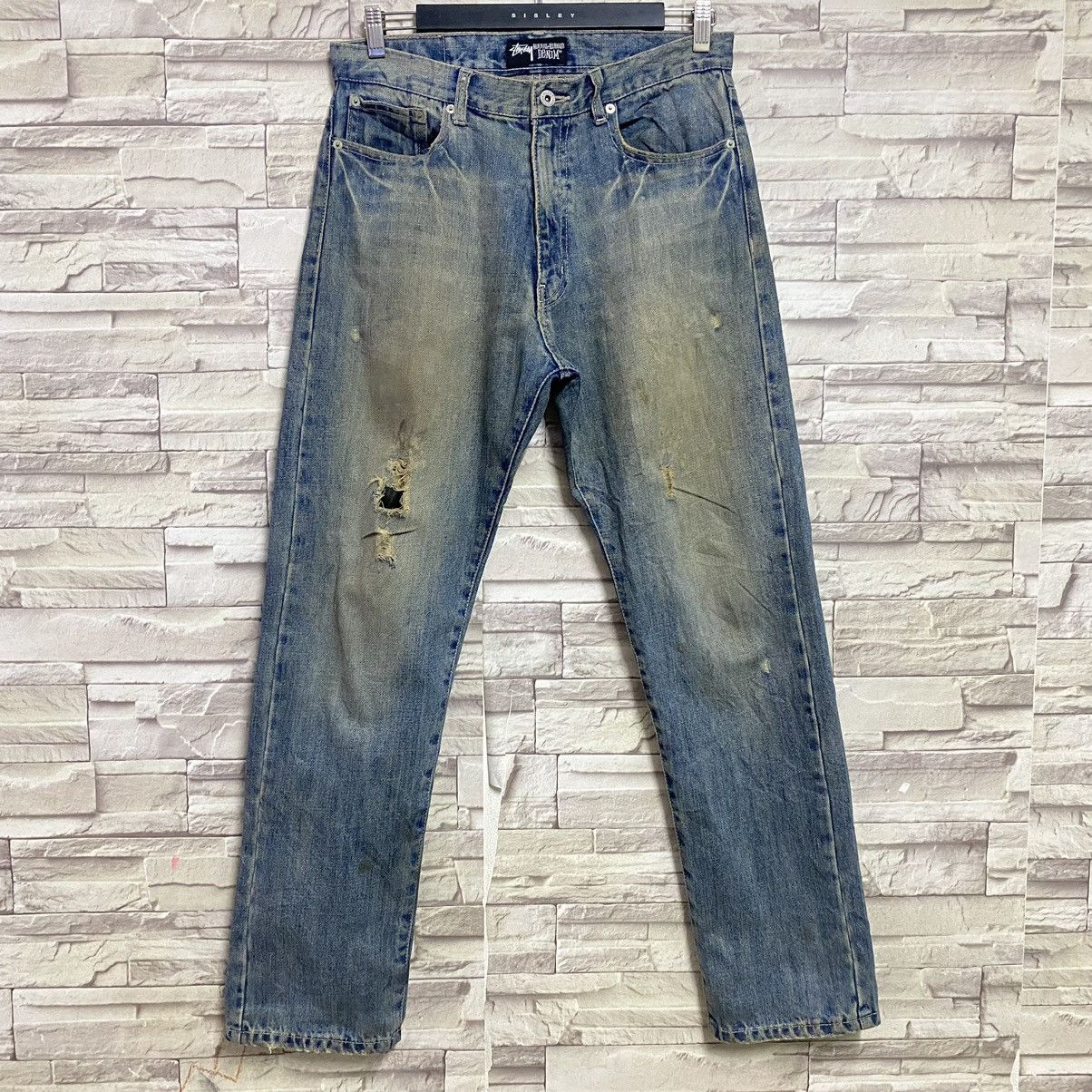 Stussy Vintage Stussy Thrashed Denim Jeans Pocket Logo Size US 32 / EU 48 - 3 Thumbnail