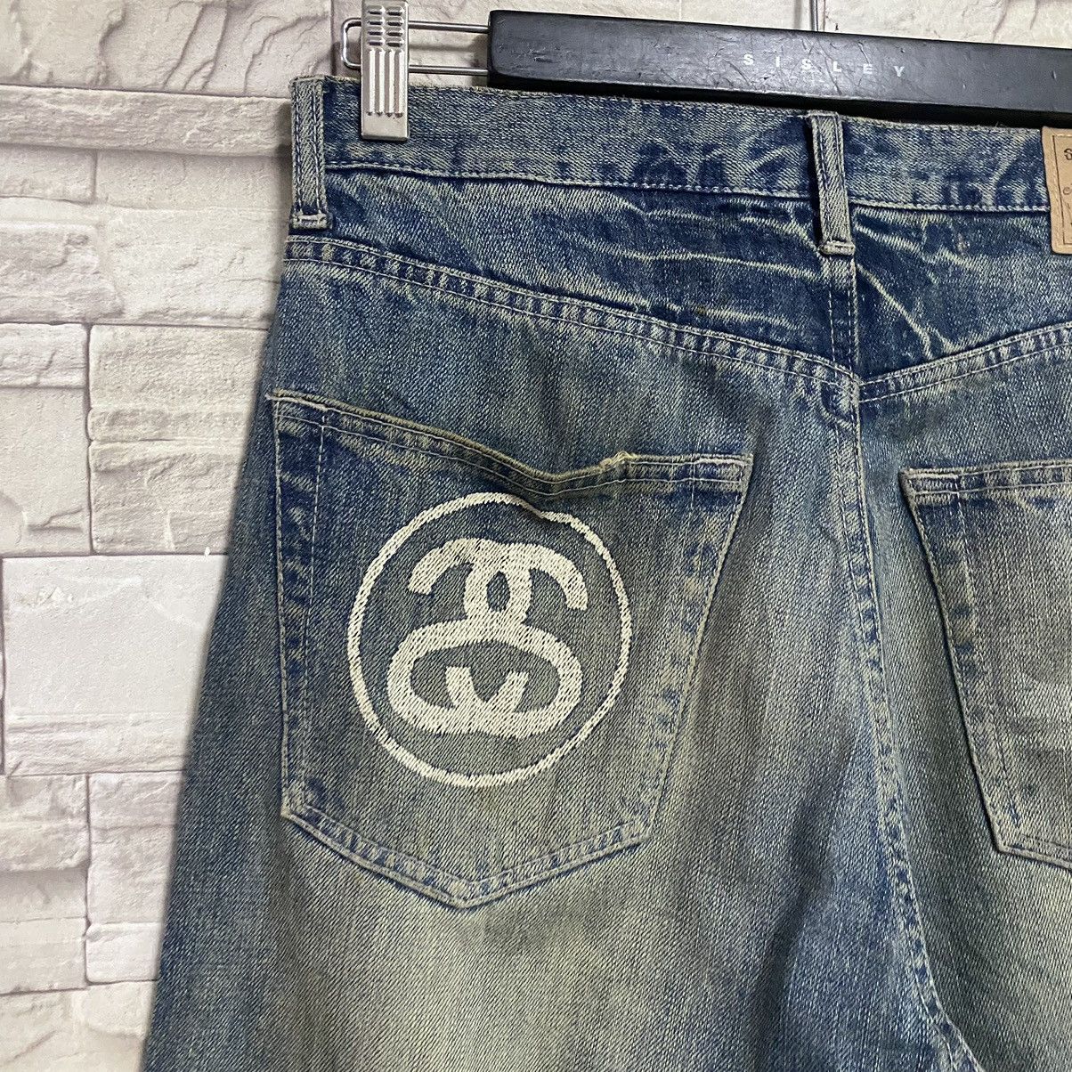 Stussy Vintage Stussy Thrashed Denim Jeans Pocket Logo Size US 32 / EU 48 - 14 Thumbnail