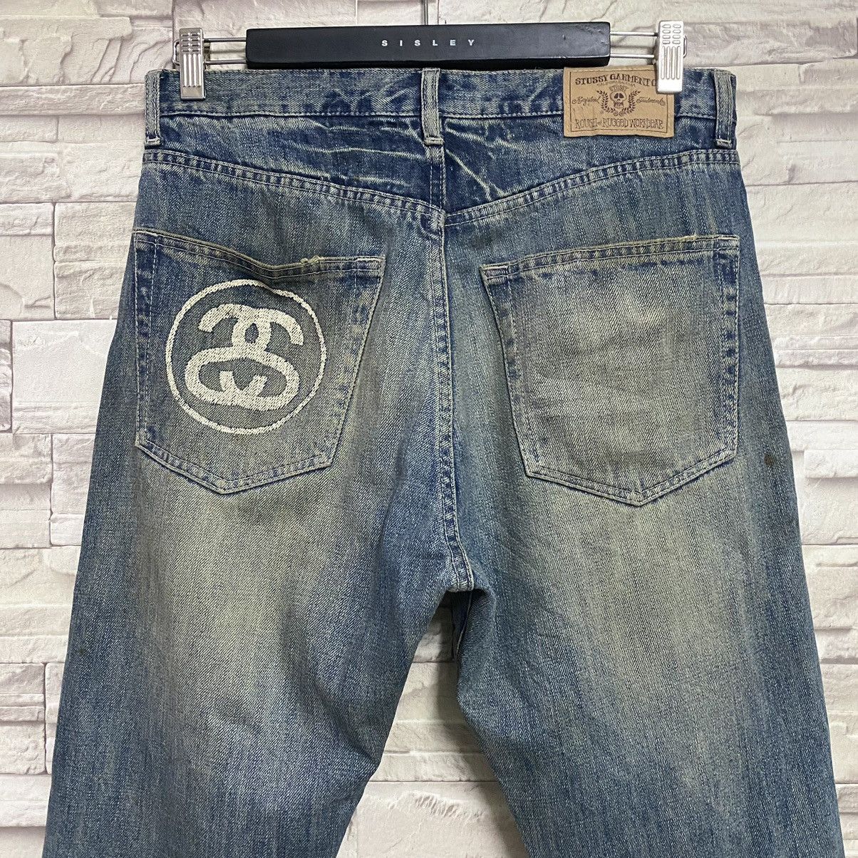 Stussy Vintage Stussy Thrashed Denim Jeans Pocket Logo Size US 32 / EU 48 - 12 Thumbnail