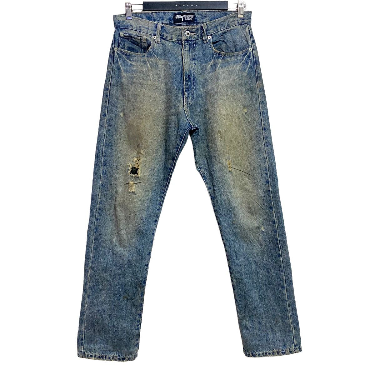 Stussy Vintage Stussy Thrashed Denim Jeans Pocket Logo Size US 32 / EU 48 - 2 Thumbnail
