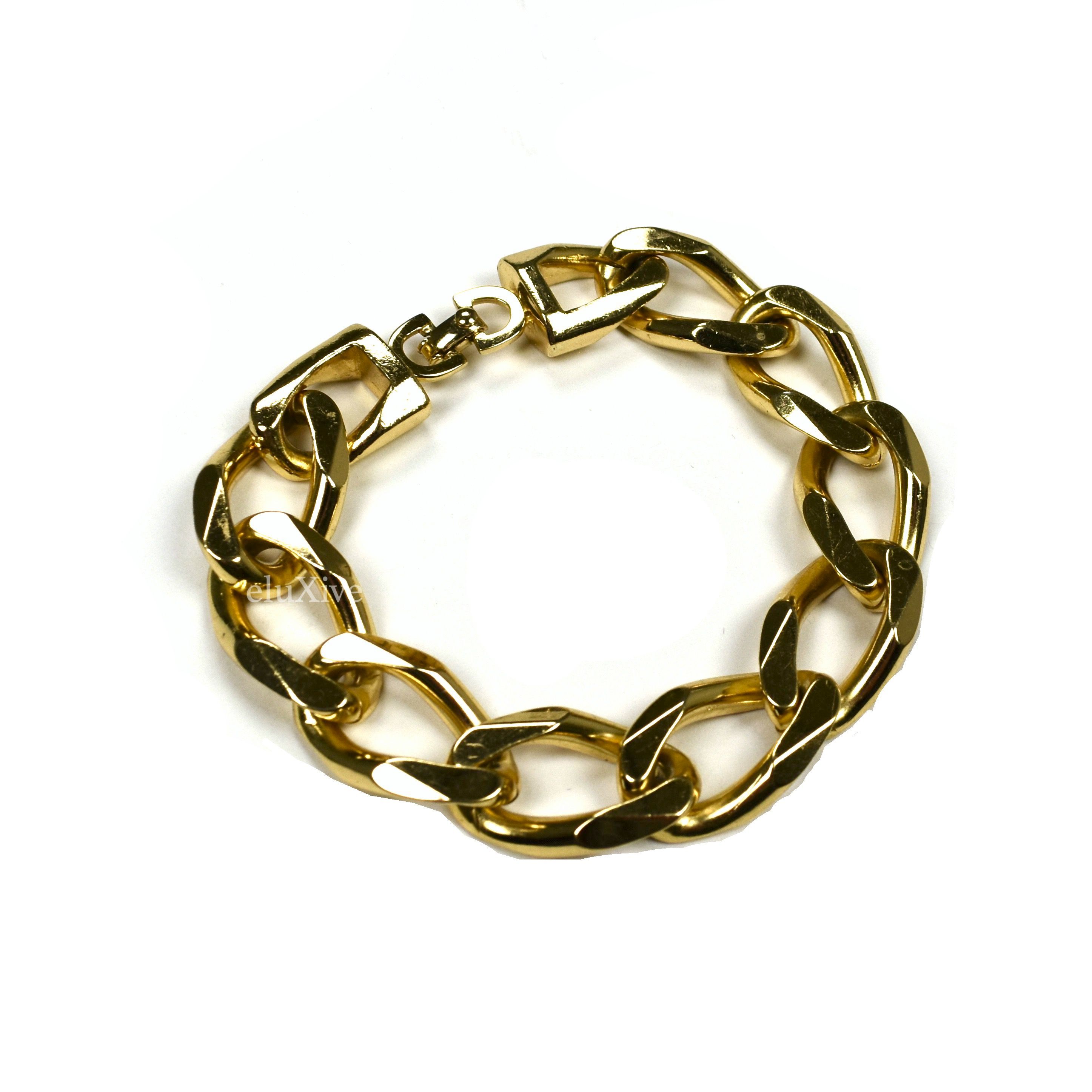 Pre-owned Dior Gold Curb Link Chain Bracelet