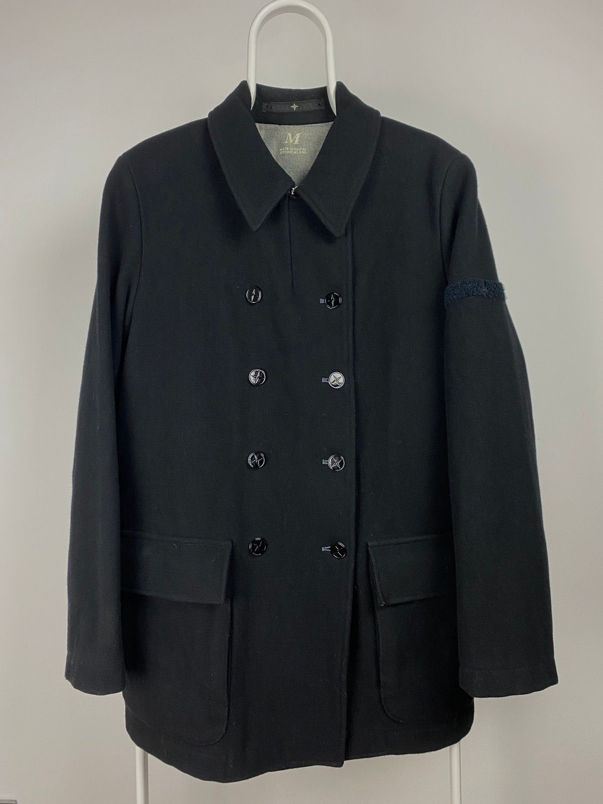 Pre-owned Stone Island X Vintage Archive Stone Island Denims Woollen Coat Double Breasted In Black