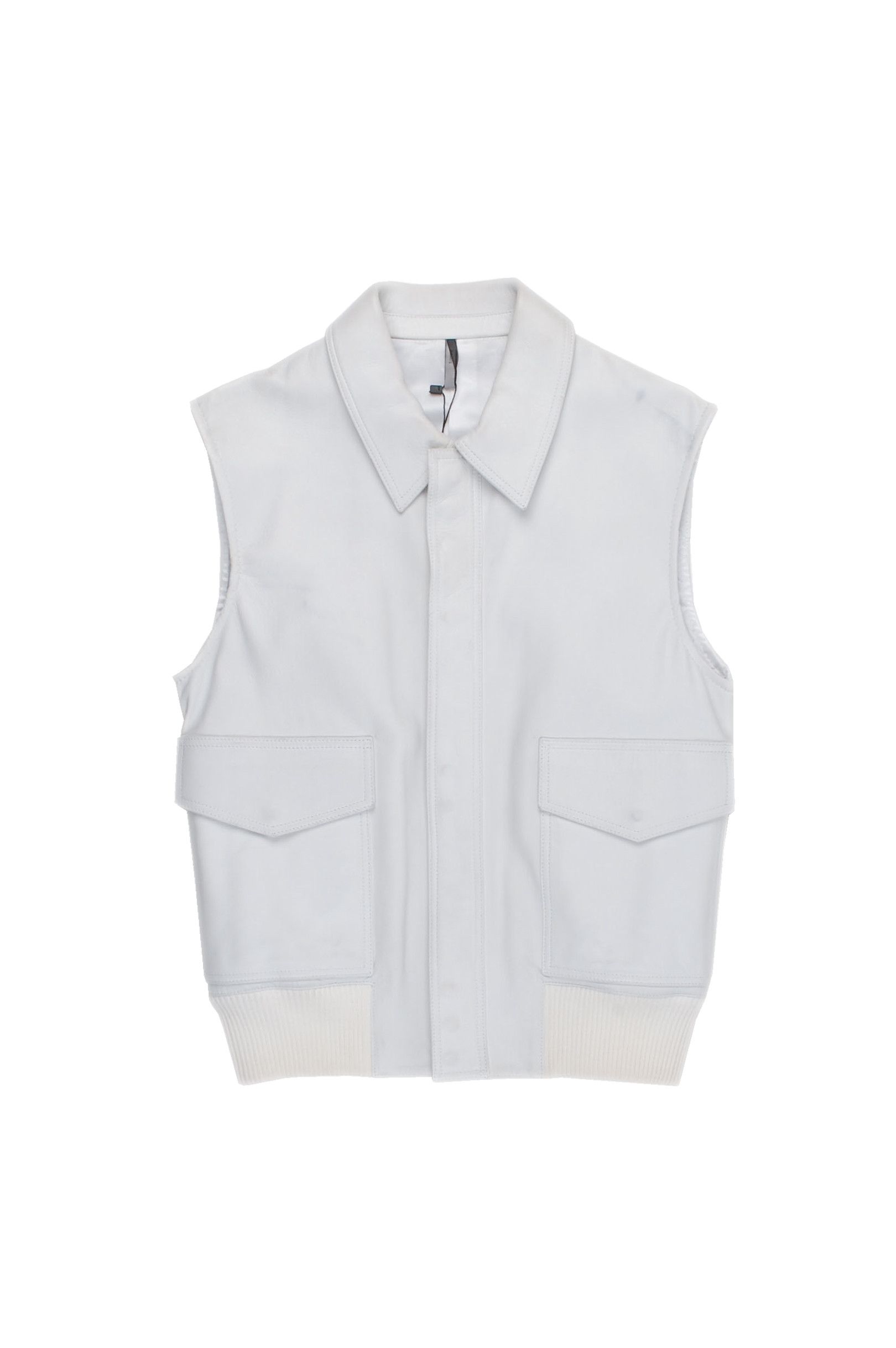 image of Original Dior Leather Ss04 Strip By Hedi Slimane Vest in White, Men's (Size Medium)