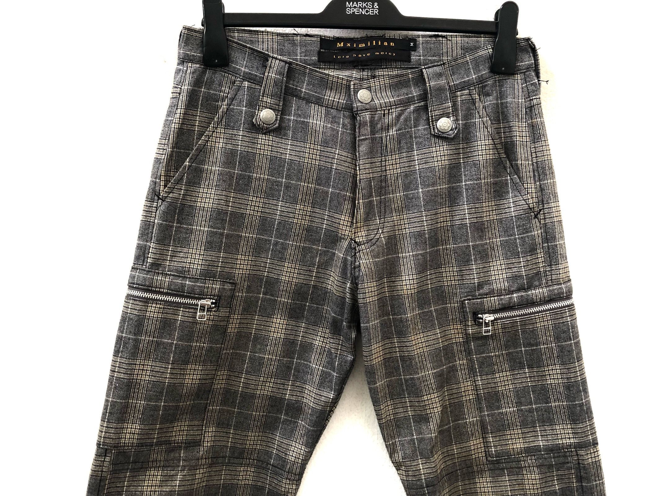 Vintage Mximilian Japan Checkered Bondage Cargo Trouser Pant Size US 31 - 2 Thumbnail
