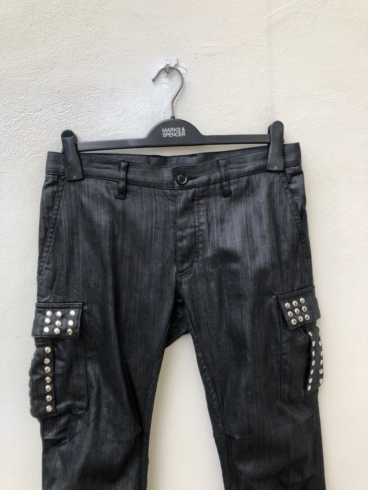 Man Of Moods Man Of Moods Japan Waxed Black Cargo Flare Trouser Pant Size US 30 / EU 46 - 7 Thumbnail