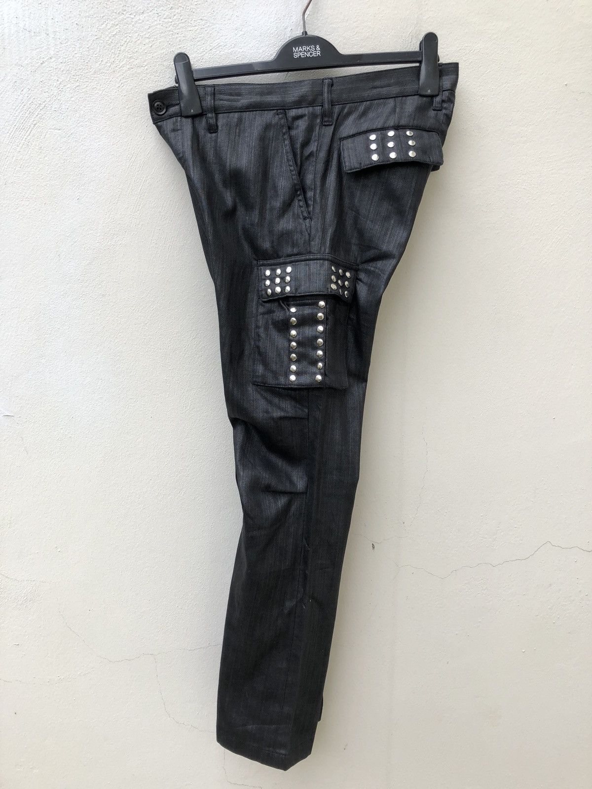 Man Of Moods Man Of Moods Japan Waxed Black Cargo Flare Trouser Pant Size US 30 / EU 46 - 12 Thumbnail
