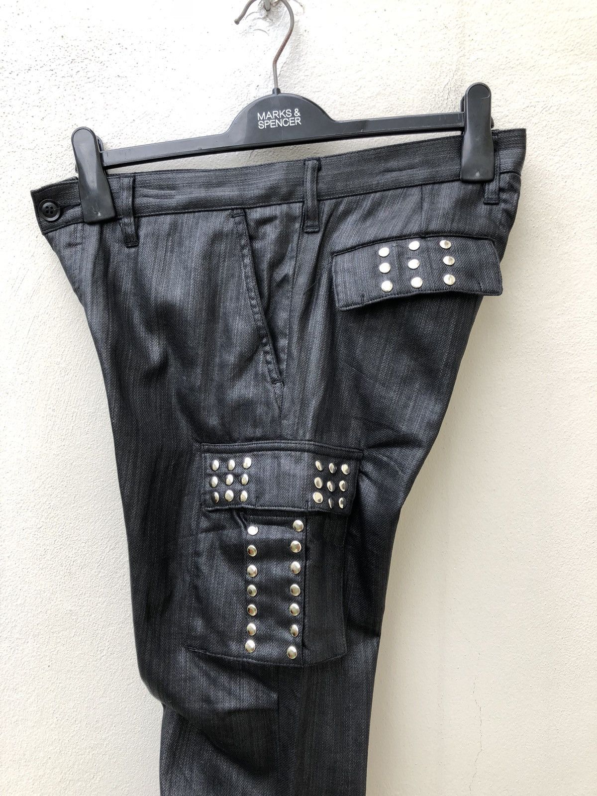 Man Of Moods Man Of Moods Japan Waxed Black Cargo Flare Trouser Pant Size US 30 / EU 46 - 13 Thumbnail