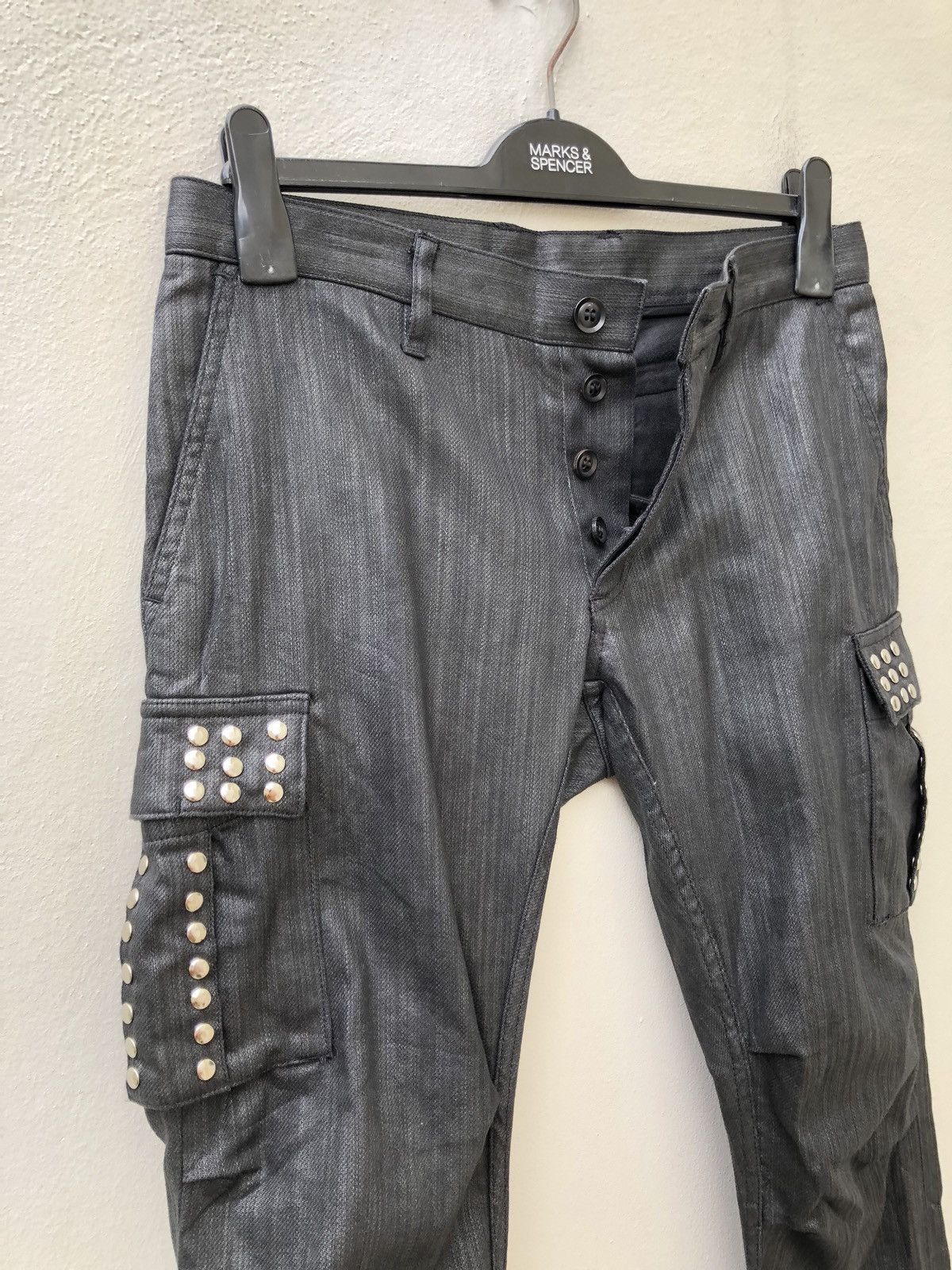 Man Of Moods Man Of Moods Japan Waxed Black Cargo Flare Trouser Pant Size US 30 / EU 46 - 9 Thumbnail