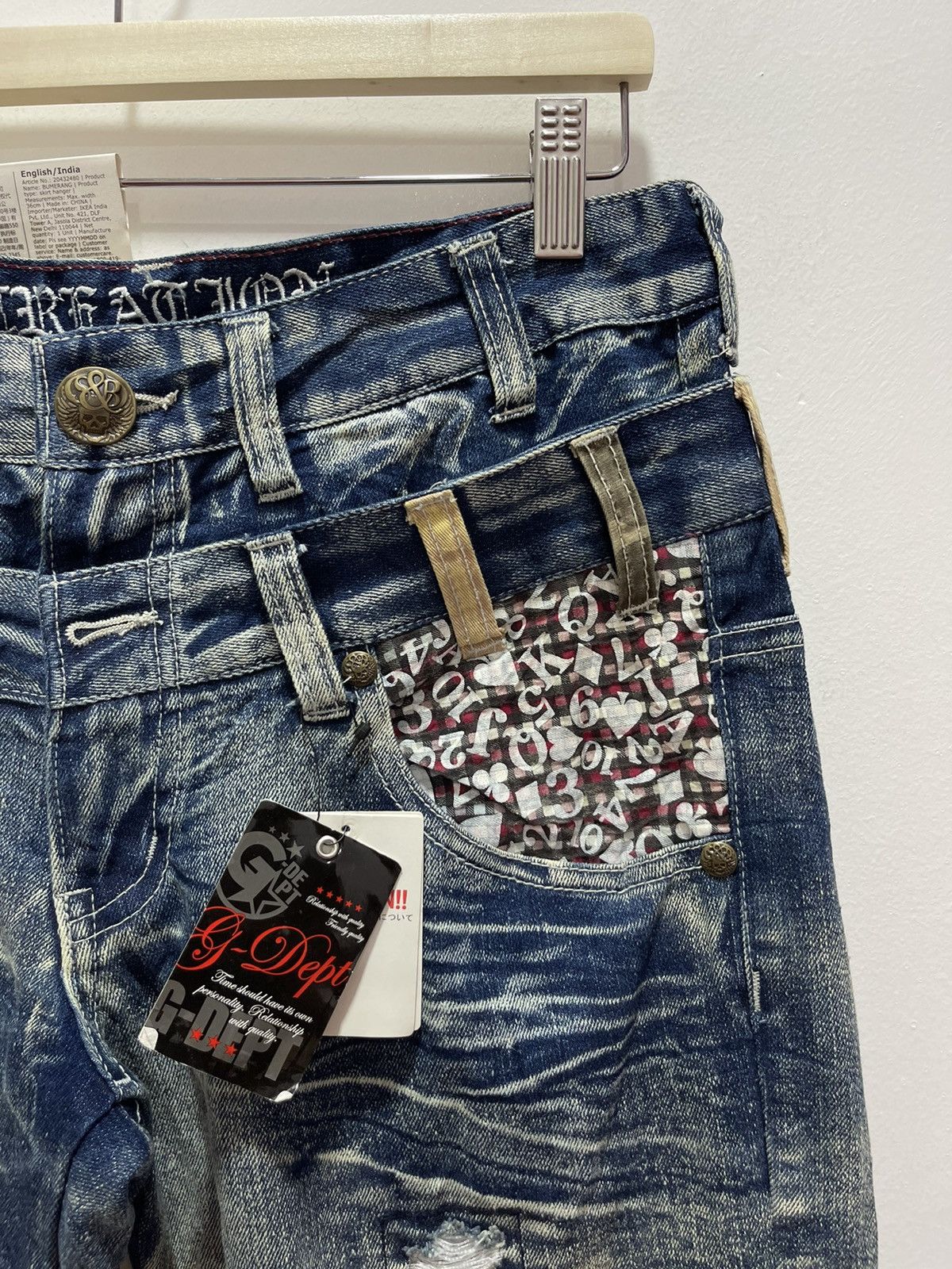 Japanese Brand VINTAGE DOUBLE WAIST RIPPED PATCHWORK STYLE DISTRESSED JEANS Size US 32 / EU 48 - 2 Thumbnail