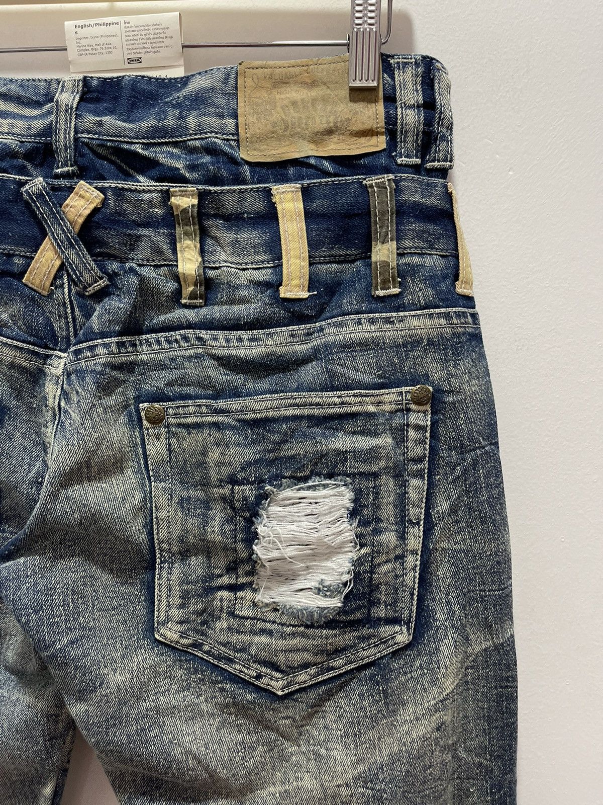 Japanese Brand VINTAGE DOUBLE WAIST RIPPED PATCHWORK STYLE DISTRESSED JEANS Size US 32 / EU 48 - 11 Thumbnail