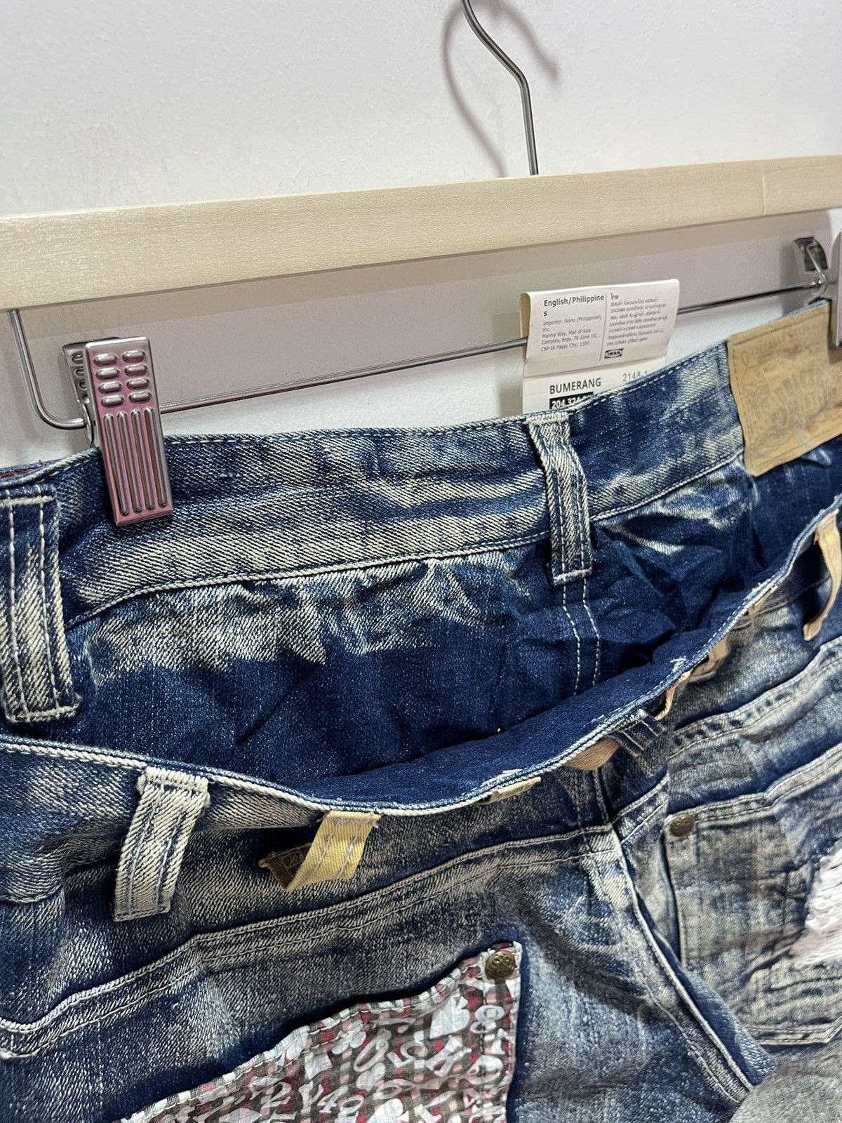 Japanese Brand VINTAGE DOUBLE WAIST RIPPED PATCHWORK STYLE DISTRESSED JEANS Size US 32 / EU 48 - 13 Thumbnail