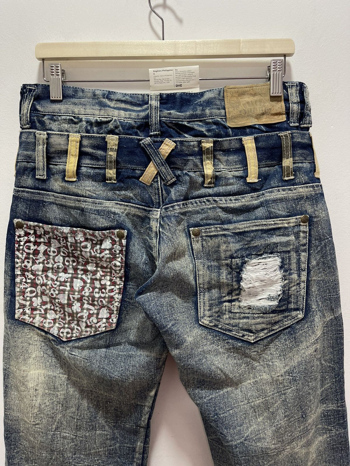 Japanese Brand VINTAGE DOUBLE WAIST RIPPED PATCHWORK STYLE DISTRESSED JEANS Size US 32 / EU 48 - 14 Thumbnail