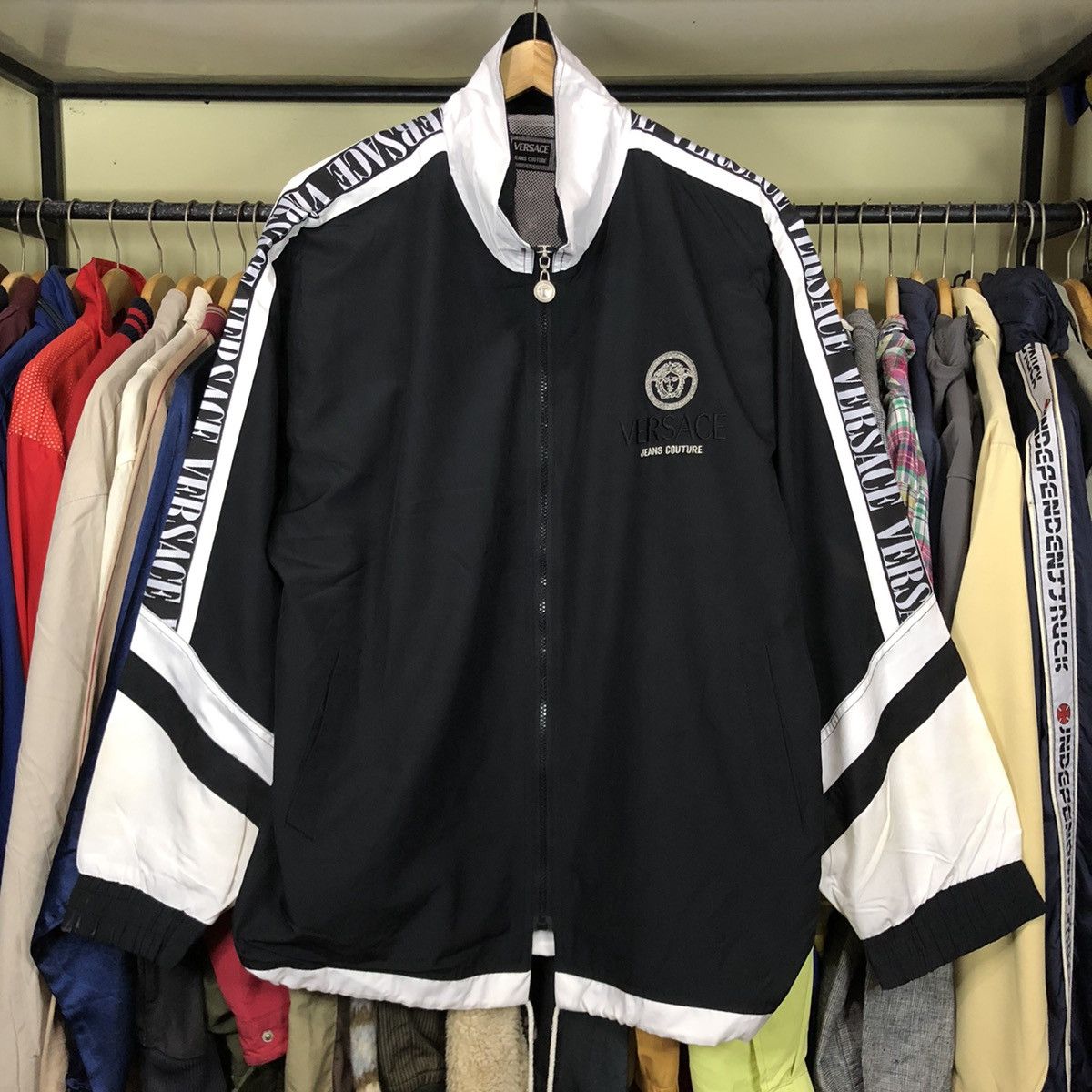 Vintage 90s Versace Nylon Jacket Big Logo Spell Out