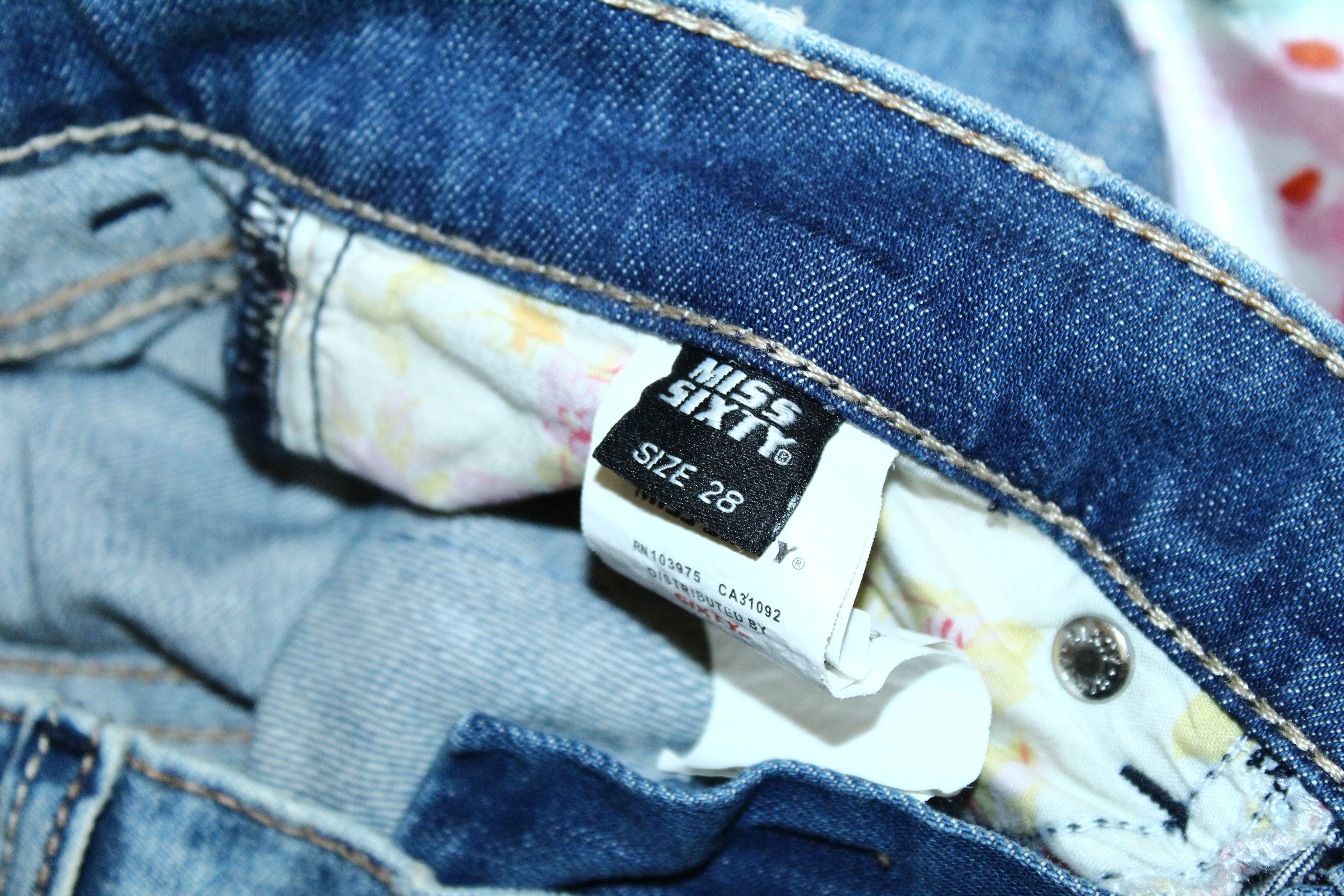 Beauty Beast VTG💥 Miss Sixty x Swarovski Floral Satin trim skinny Jeans Size US 28 / EU 44 - 6 Thumbnail