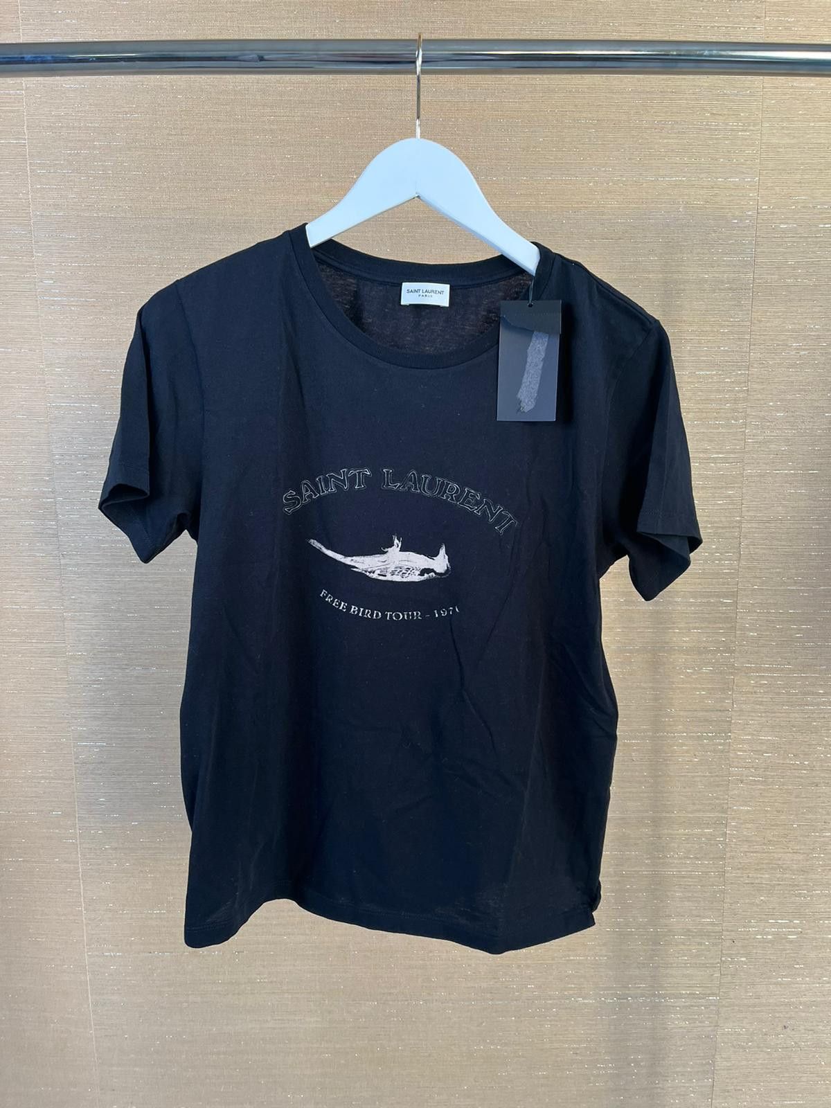 image of Saint Laurent Paris Dead Bird T-Shirt In Black, Men's (Size Small)