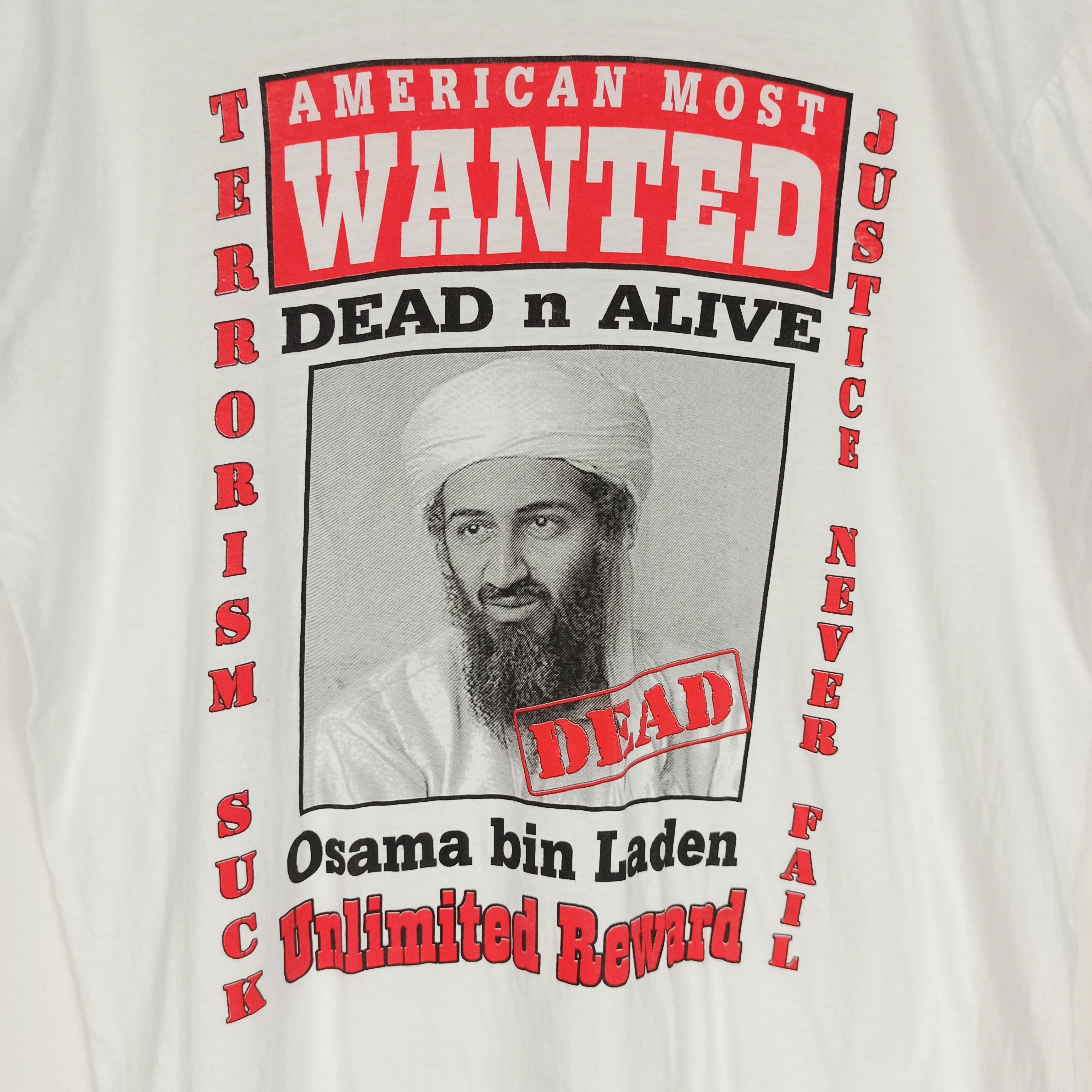 Vintage 🔥STEALS🔥 Osama Bin Laden American most Wanted Dead n Alive Size US L / EU 52-54 / 3 - 2 Thumbnail
