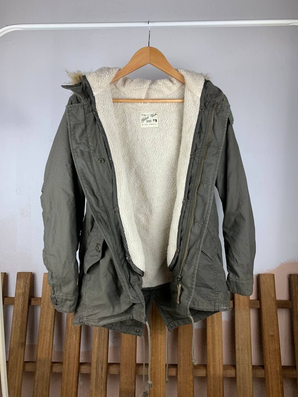 Global Work Mink Fur Parka Detachable Sherpa Lining Olive N-3B Style Size US S / EU 44-46 / 1 - 4 Thumbnail