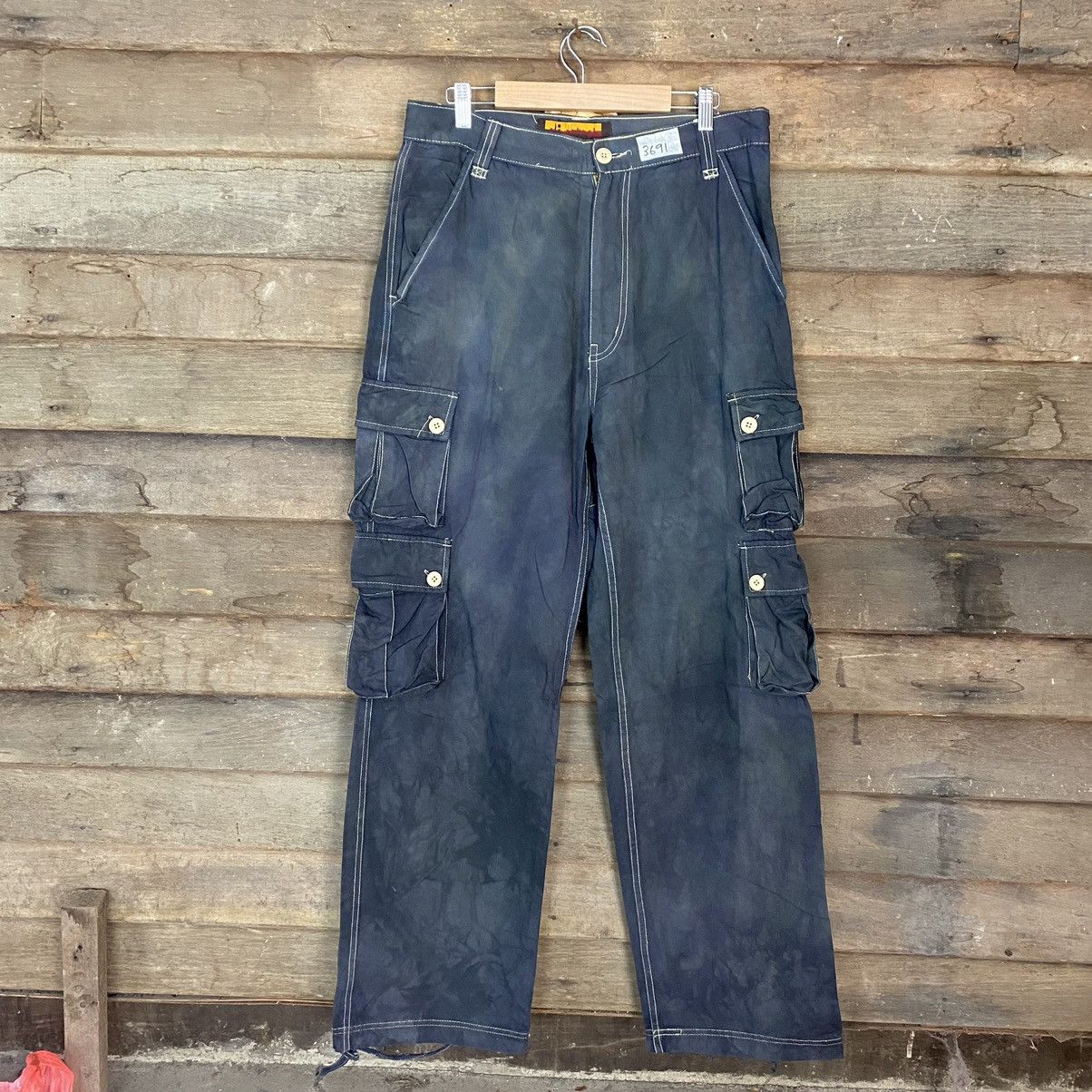 image of Brooklyn Industries x Straight Faded Brookly Industries Faded Grey Multipocket Cargo Pants 3691 (Si